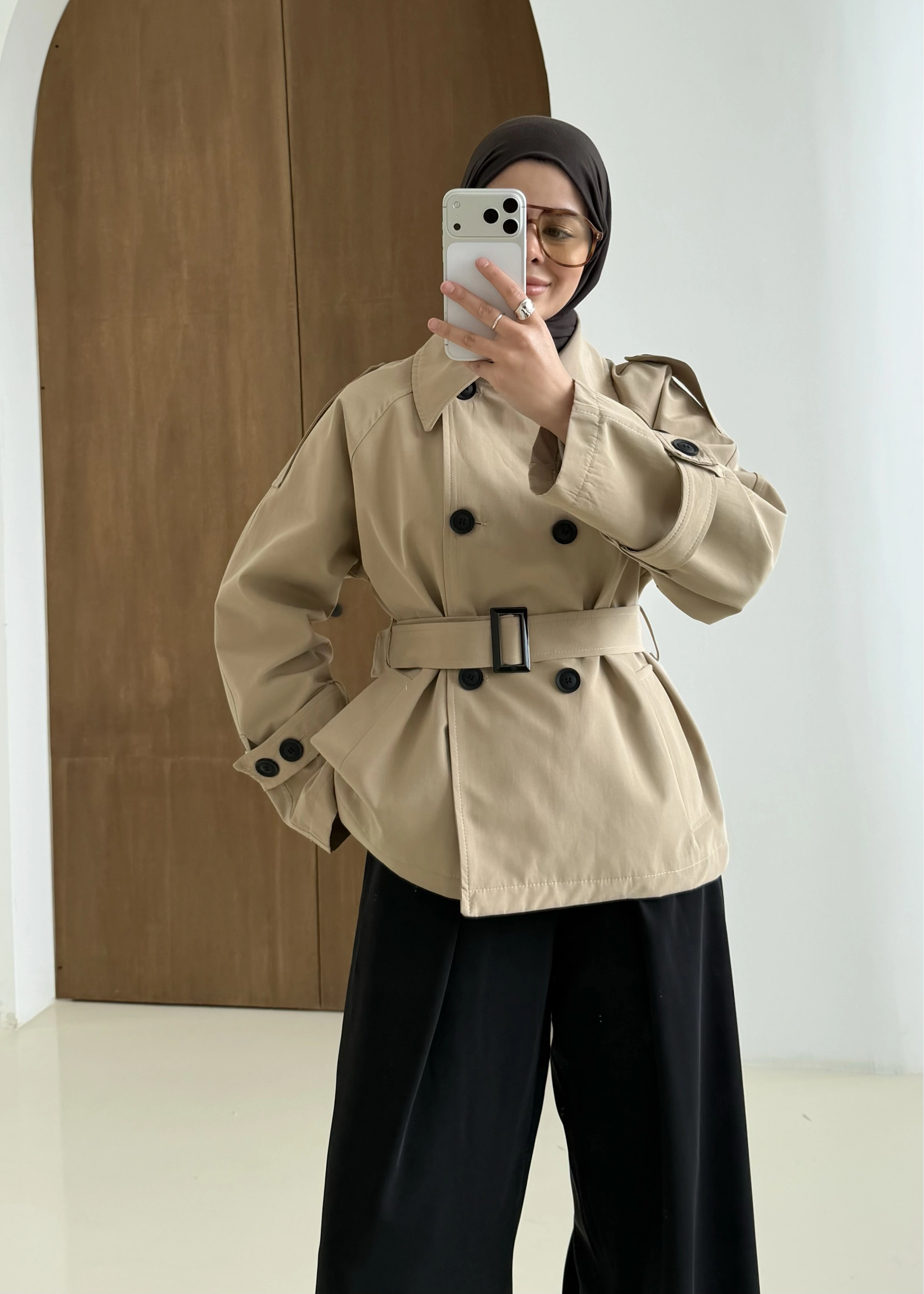 2091 BERSHKA PREMİUM TRENÇ TAŞ