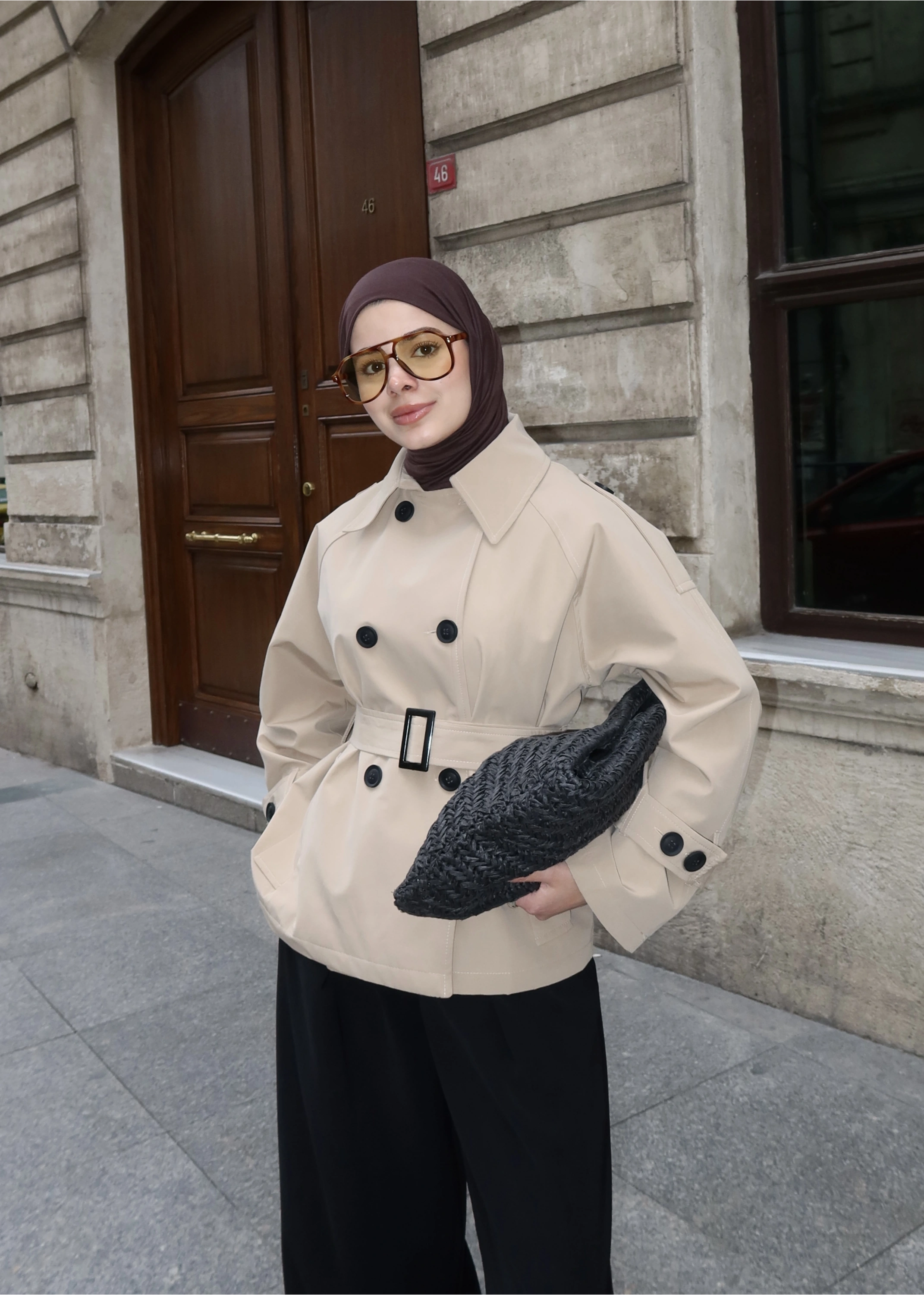 2091 BERSHKA PREMİUM TRENÇ TAŞ