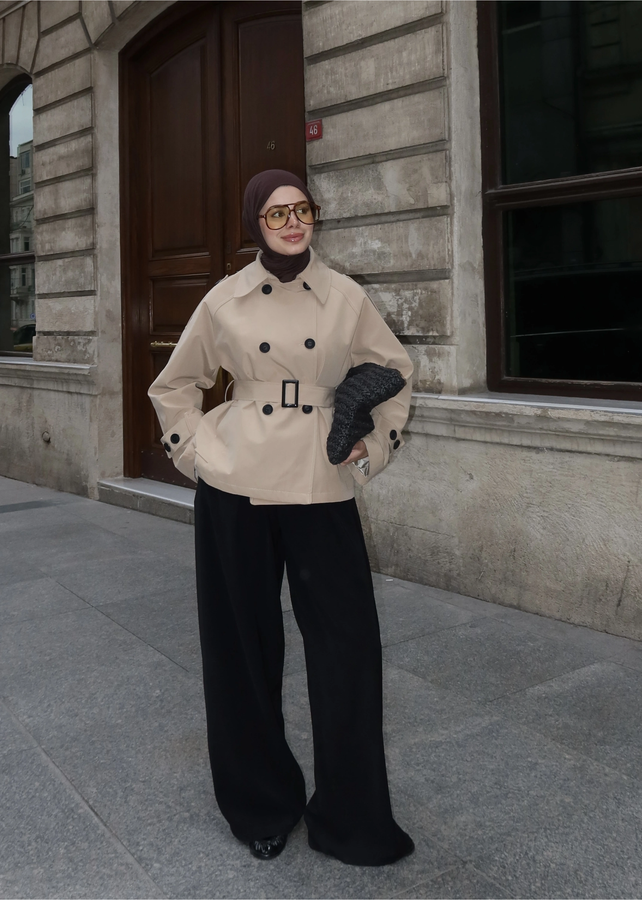 2091 BERSHKA PREMİUM TRENÇ TAŞ