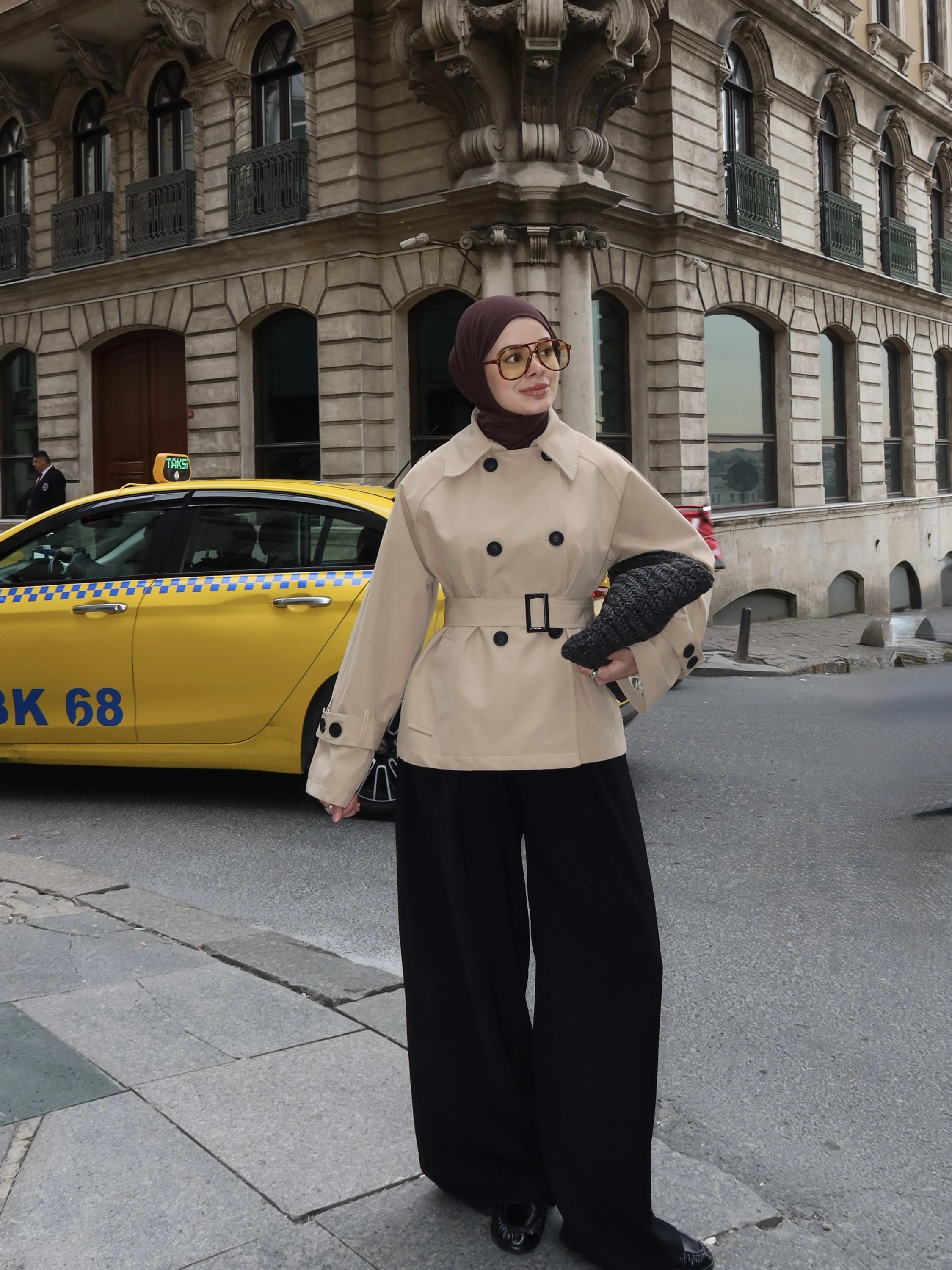 2091 BERSHKA PREMİUM TRENÇ TAŞ