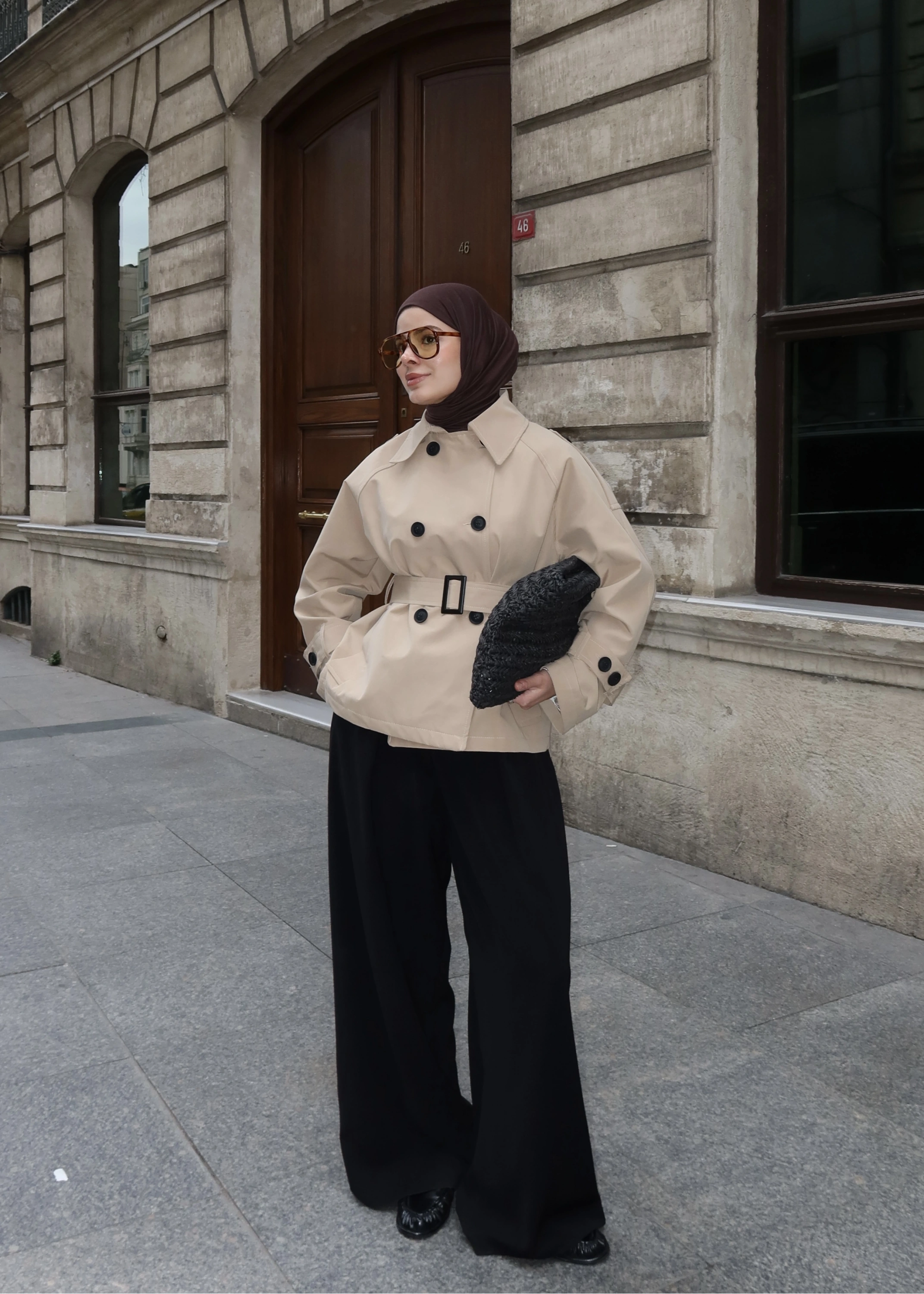 2091 BERSHKA PREMİUM TRENÇ TAŞ