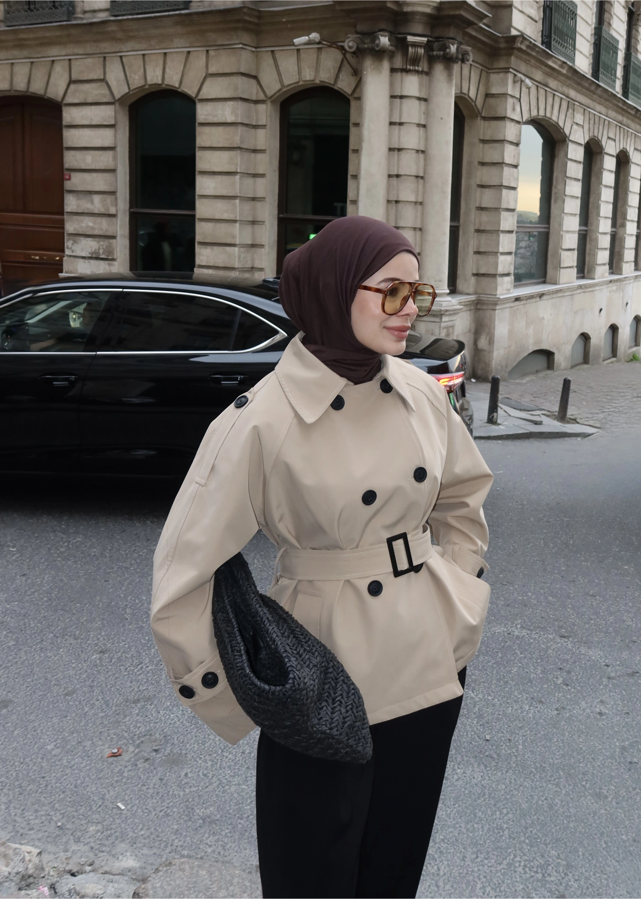 2091 BERSHKA PREMİUM TRENÇ TAŞ