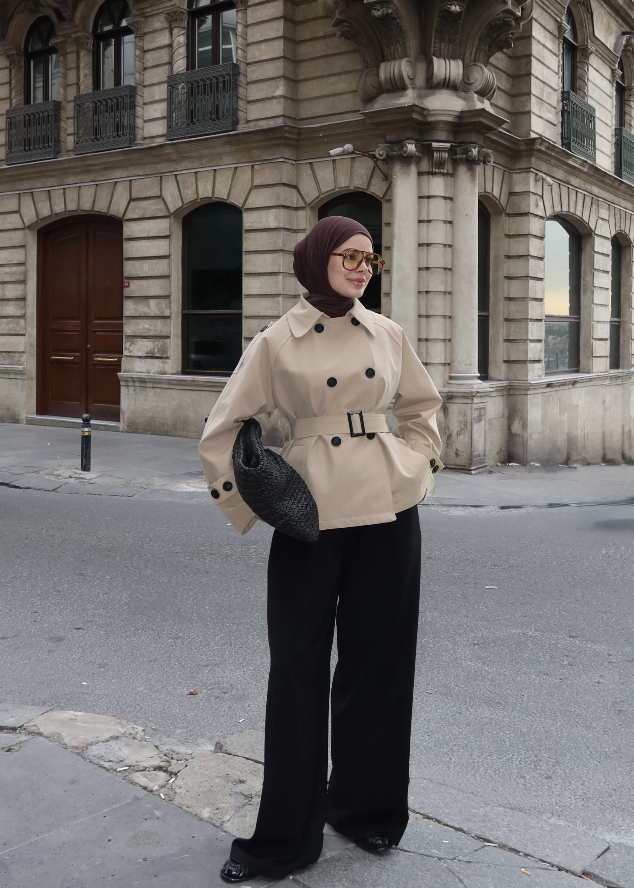 2091 BERSHKA PREMİUM TRENÇ TAŞ