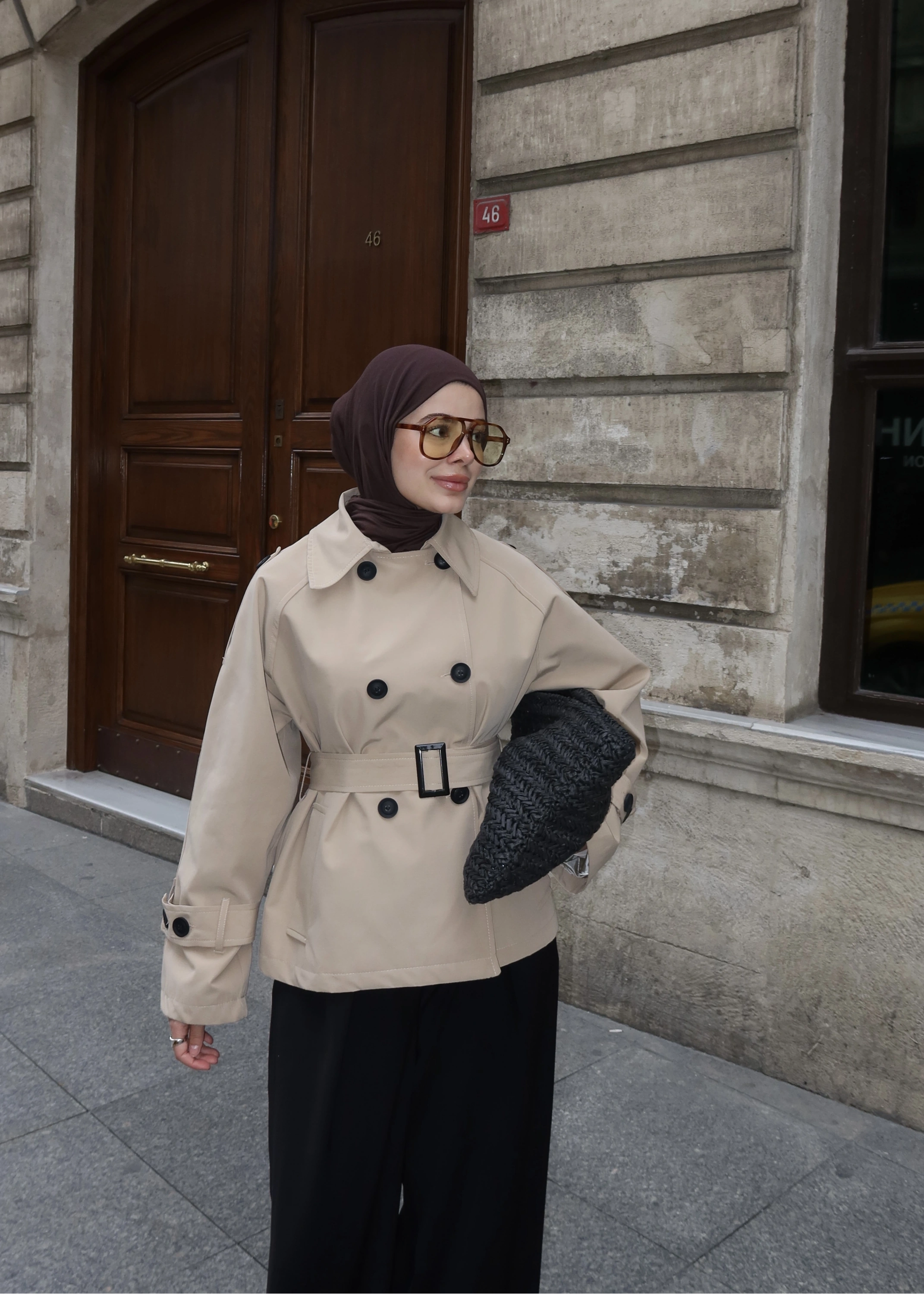 2091 BERSHKA PREMİUM TRENÇ TAŞ