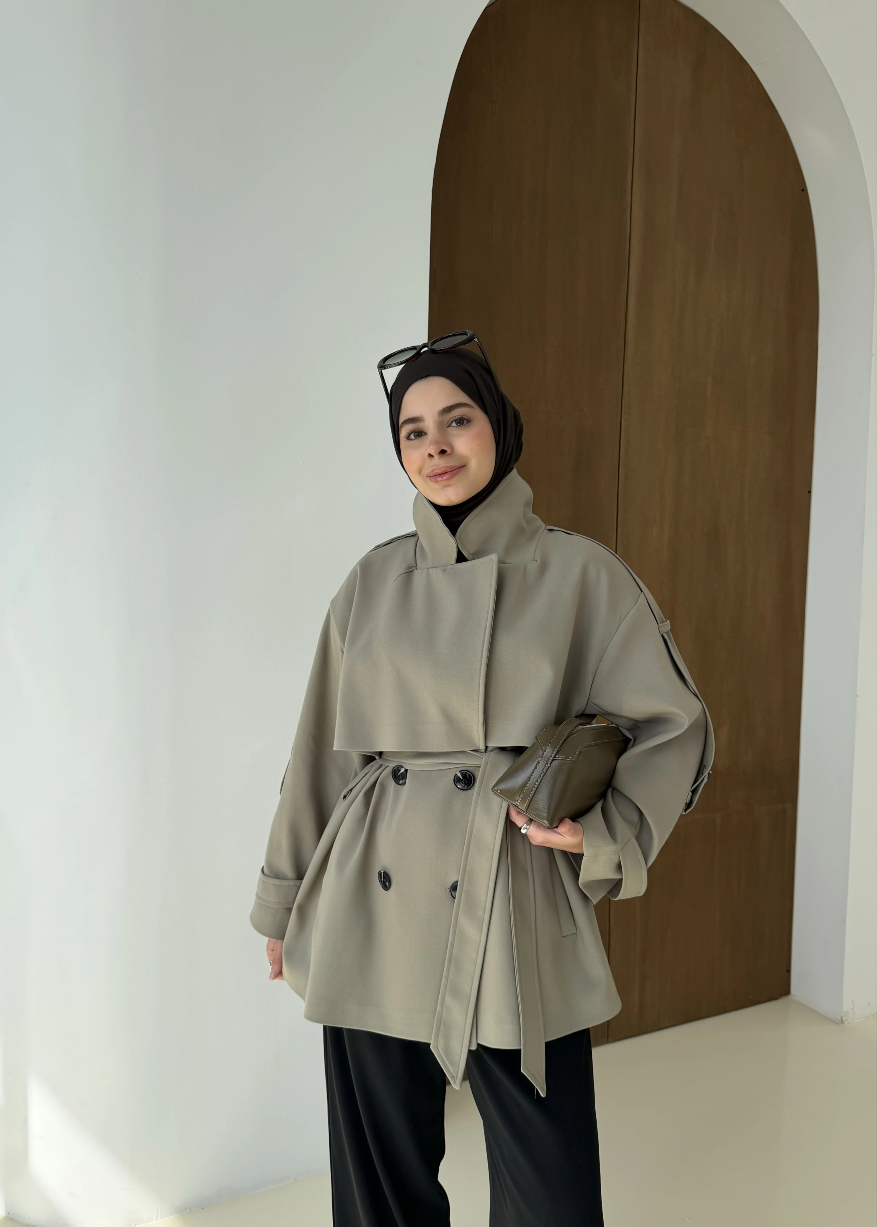 2044 Poleviskon ASTARLI TRENÇKOT koyu yeşil