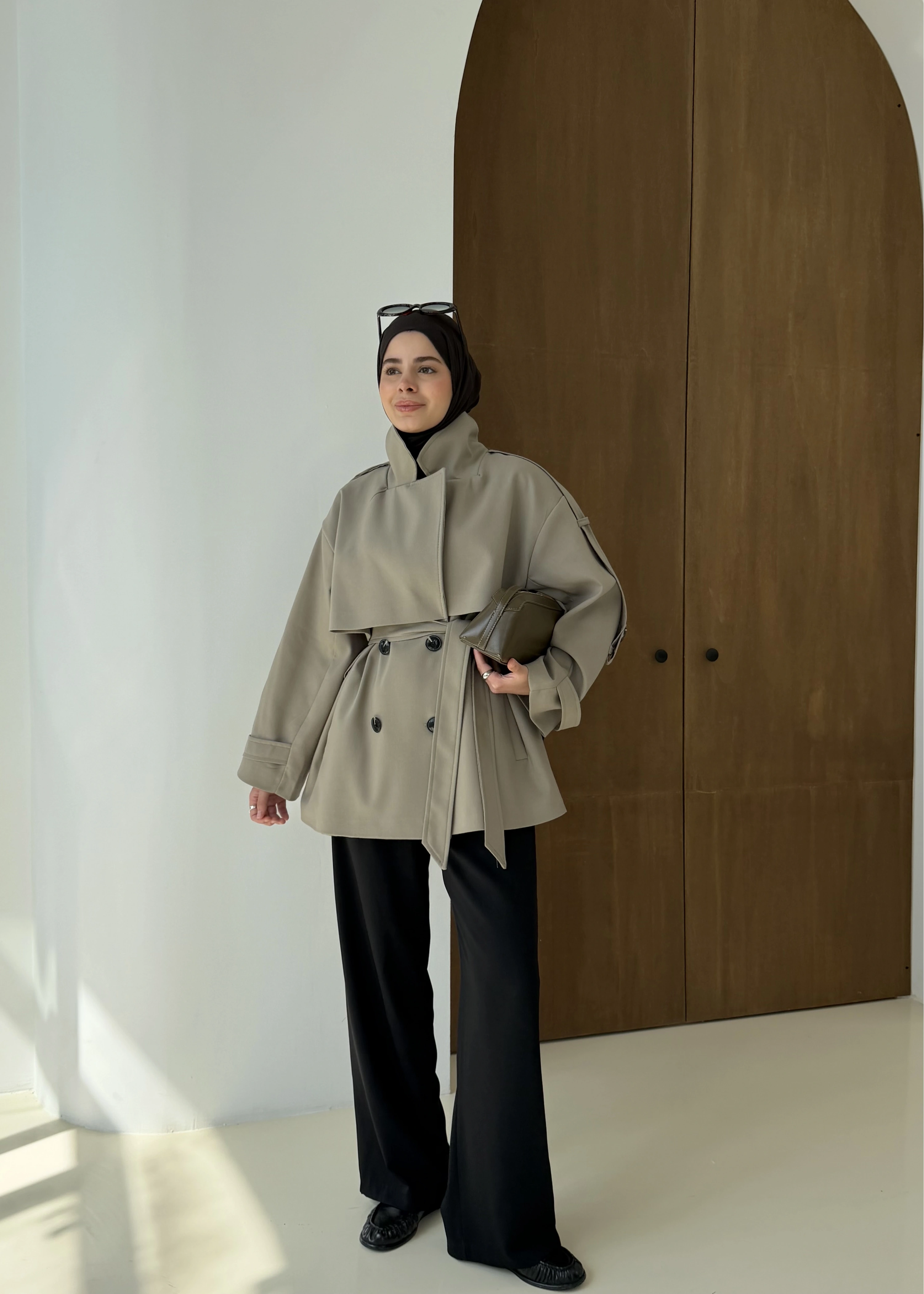 2044 Poleviskon ASTARLI TRENÇKOT koyu yeşil