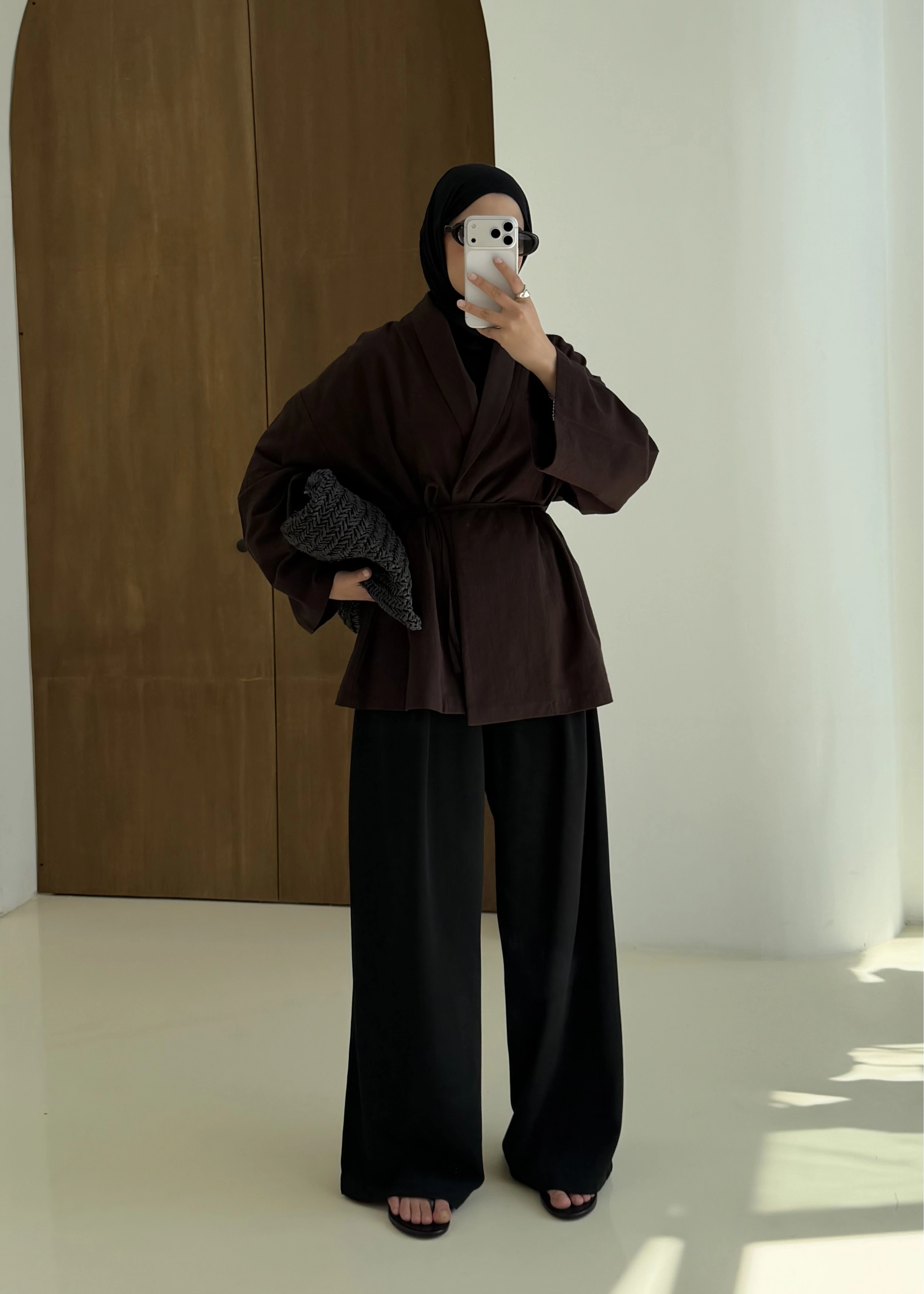 001 BAĞALAMALI KİMONO KAHVERENGİ