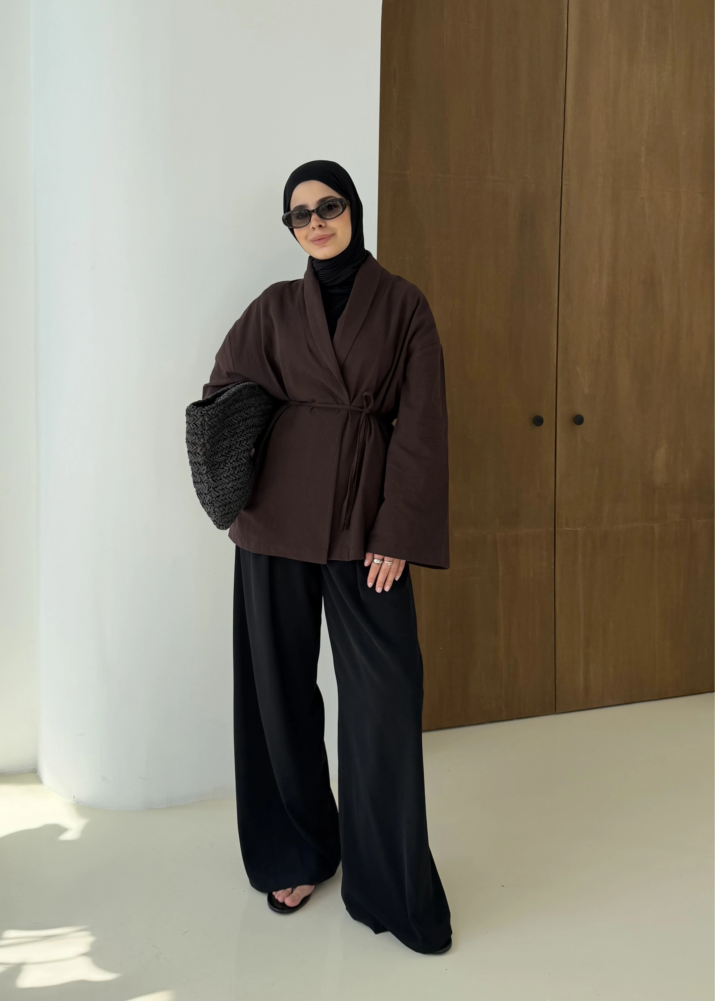 001 BAĞALAMALI KİMONO KAHVERENGİ