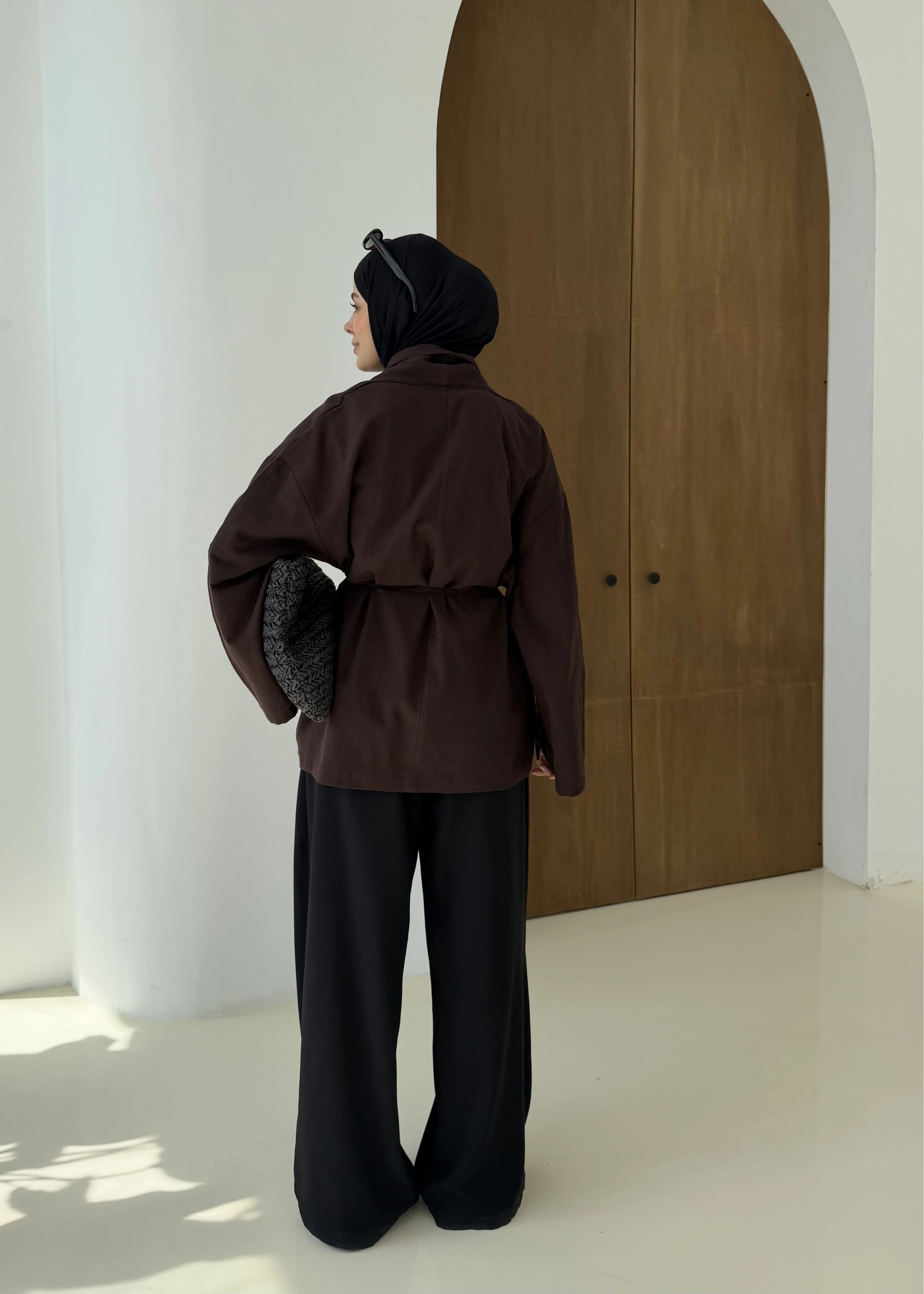 001 BAĞALAMALI KİMONO KAHVERENGİ