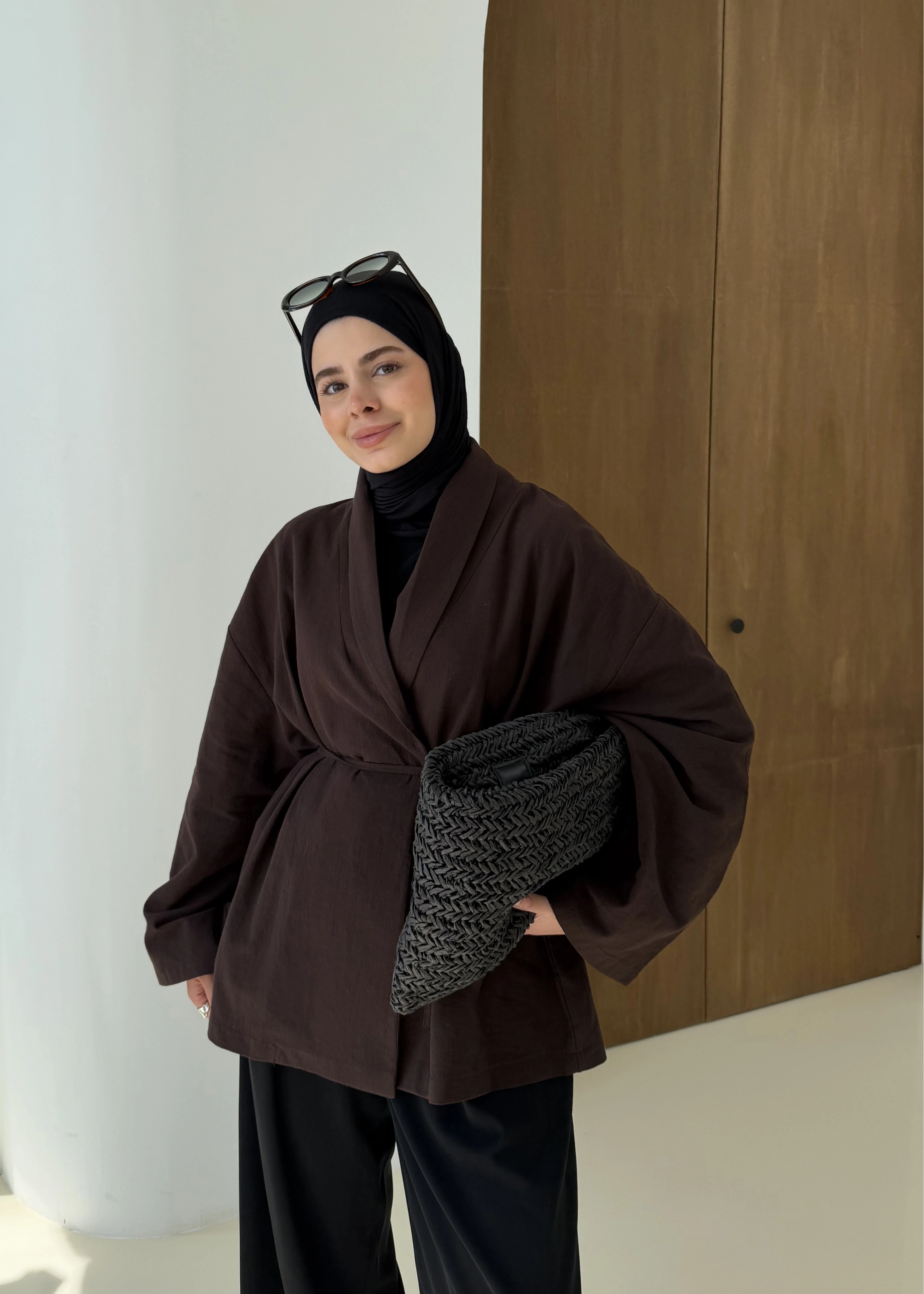 001 BAĞALAMALI KİMONO KAHVERENGİ