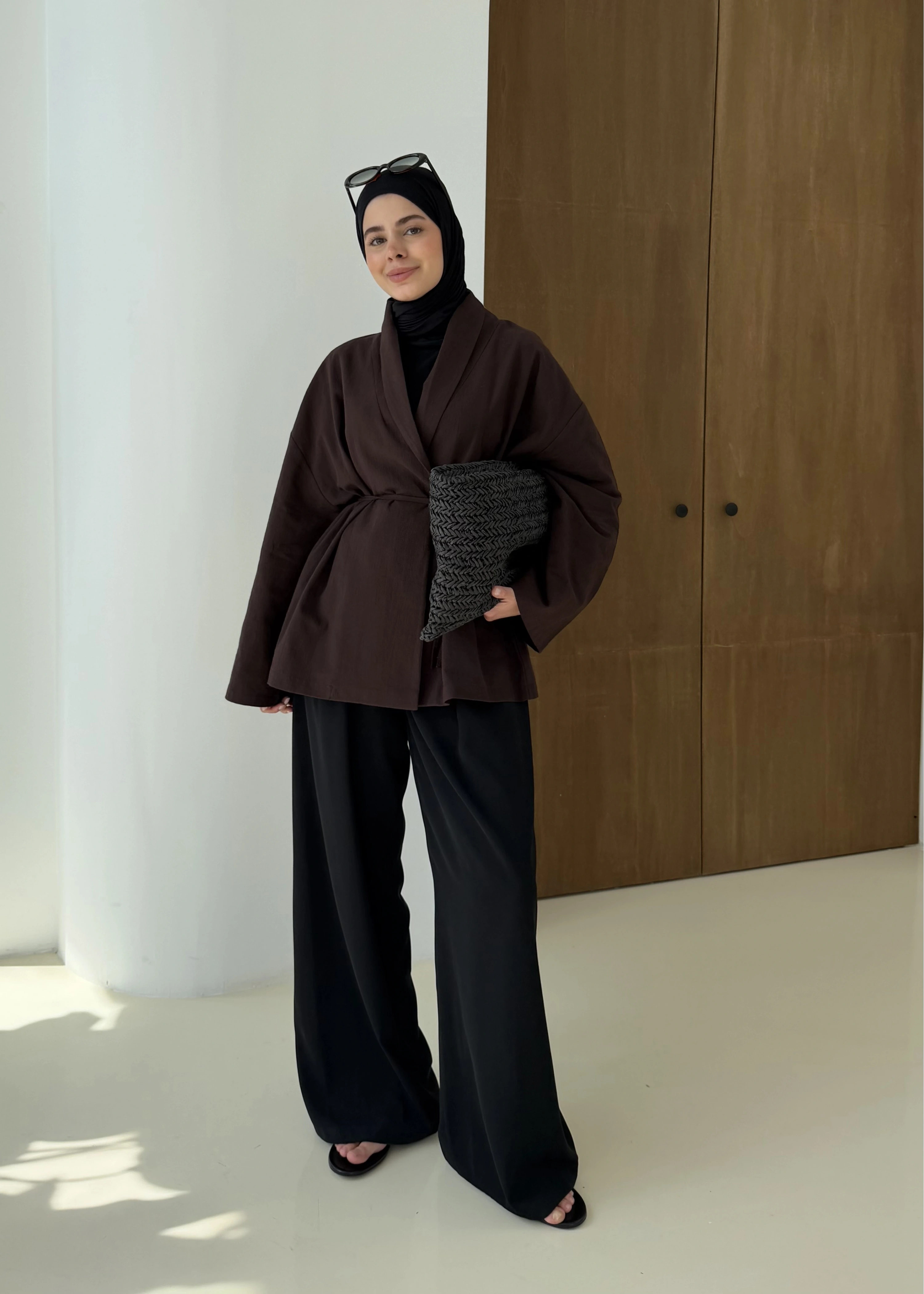 001 BAĞALAMALI KİMONO KAHVERENGİ