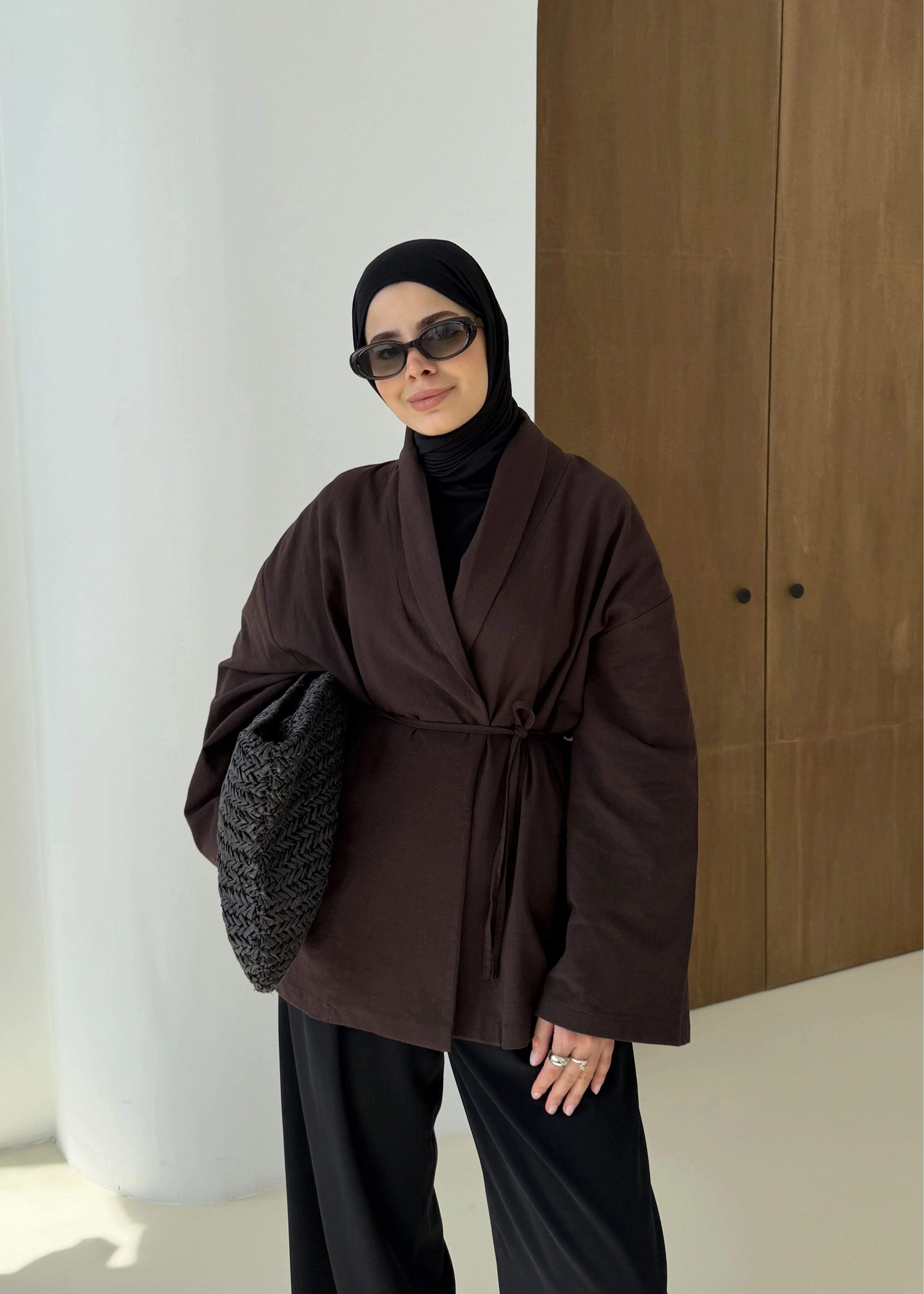 001 BAĞALAMALI KİMONO KAHVERENGİ