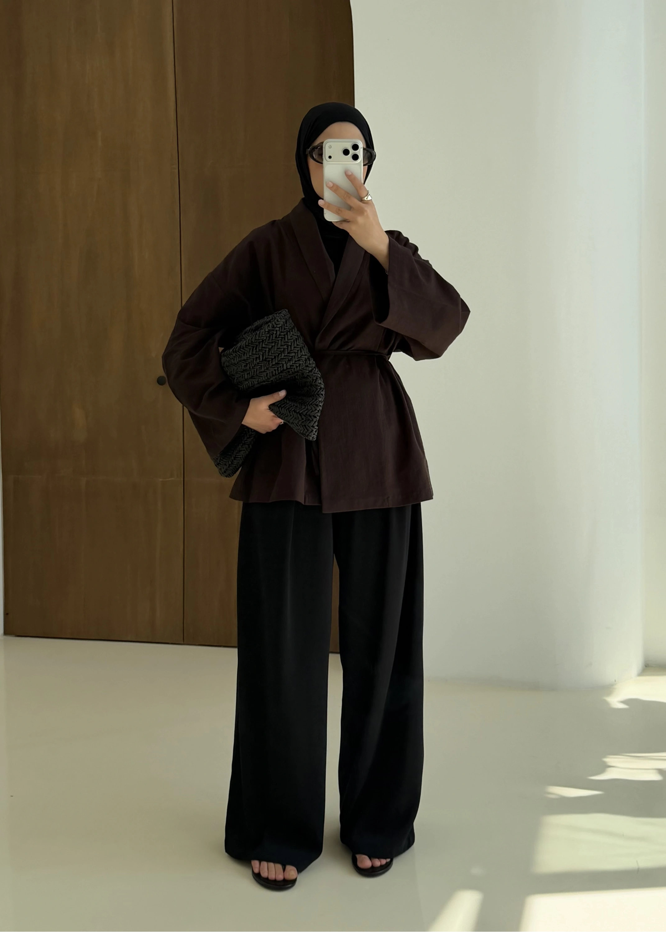 001 BAĞALAMALI KİMONO KAHVERENGİ