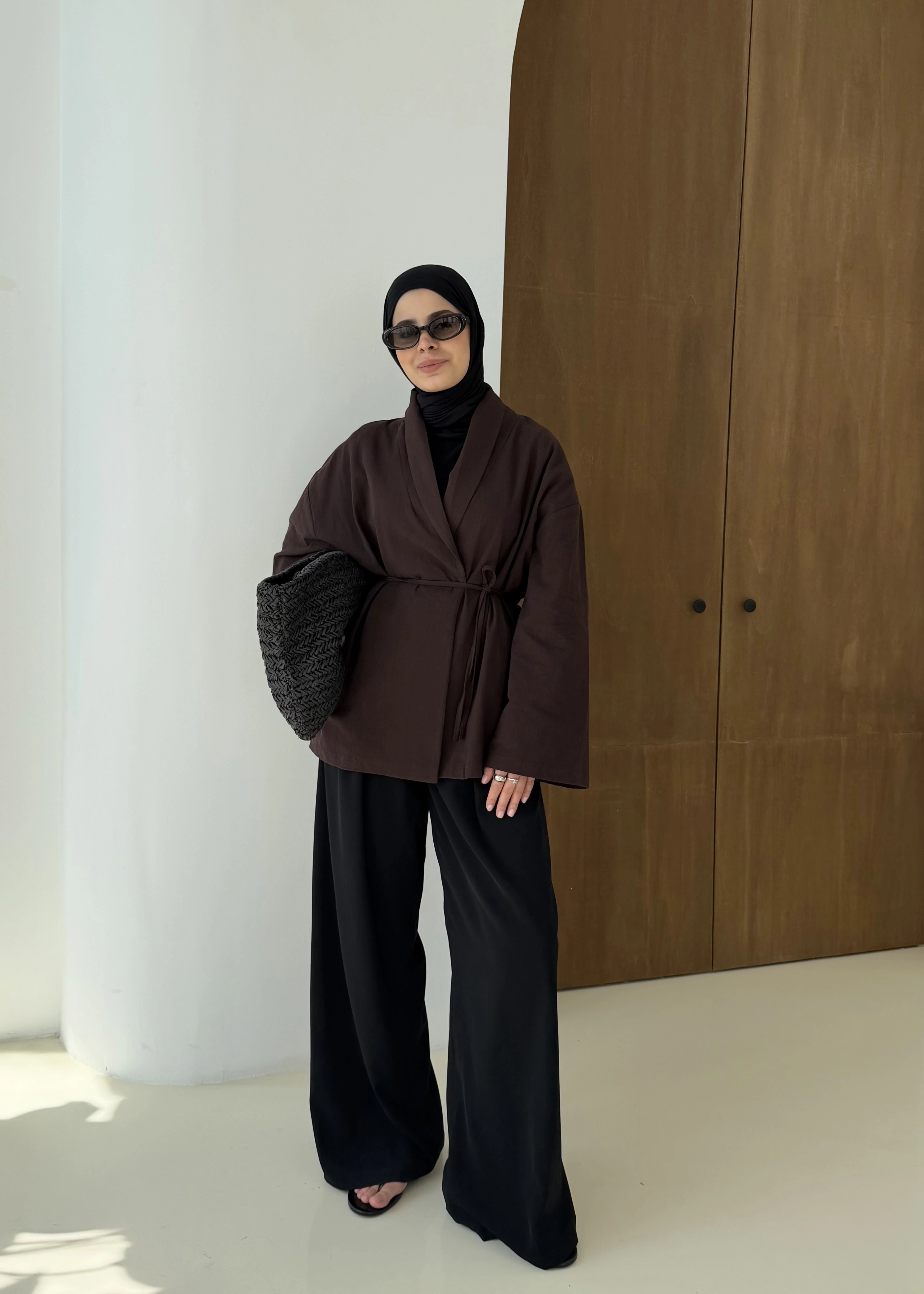 001 BAĞALAMALI KİMONO KAHVERENGİ