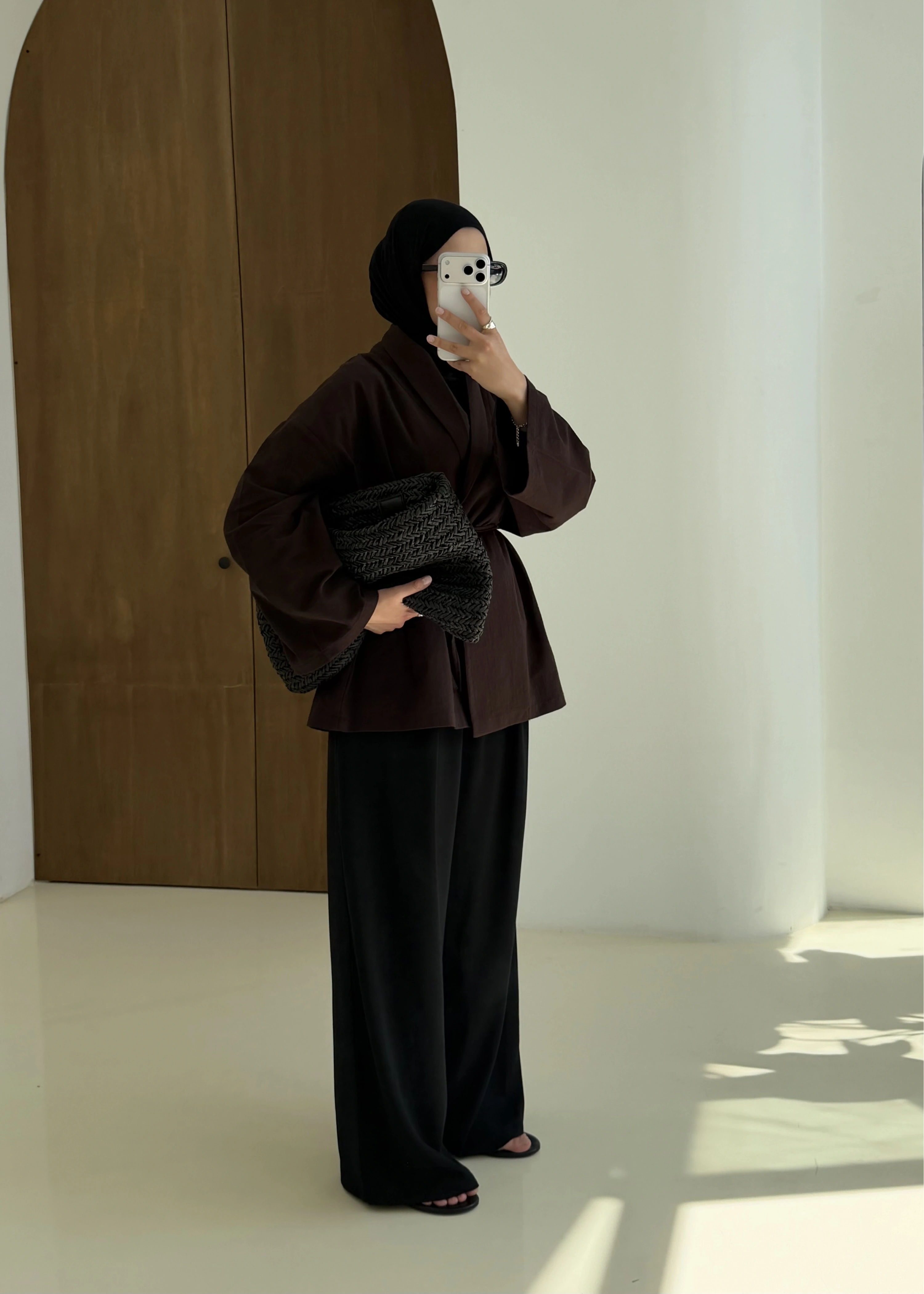 001 BAĞALAMALI KİMONO KAHVERENGİ