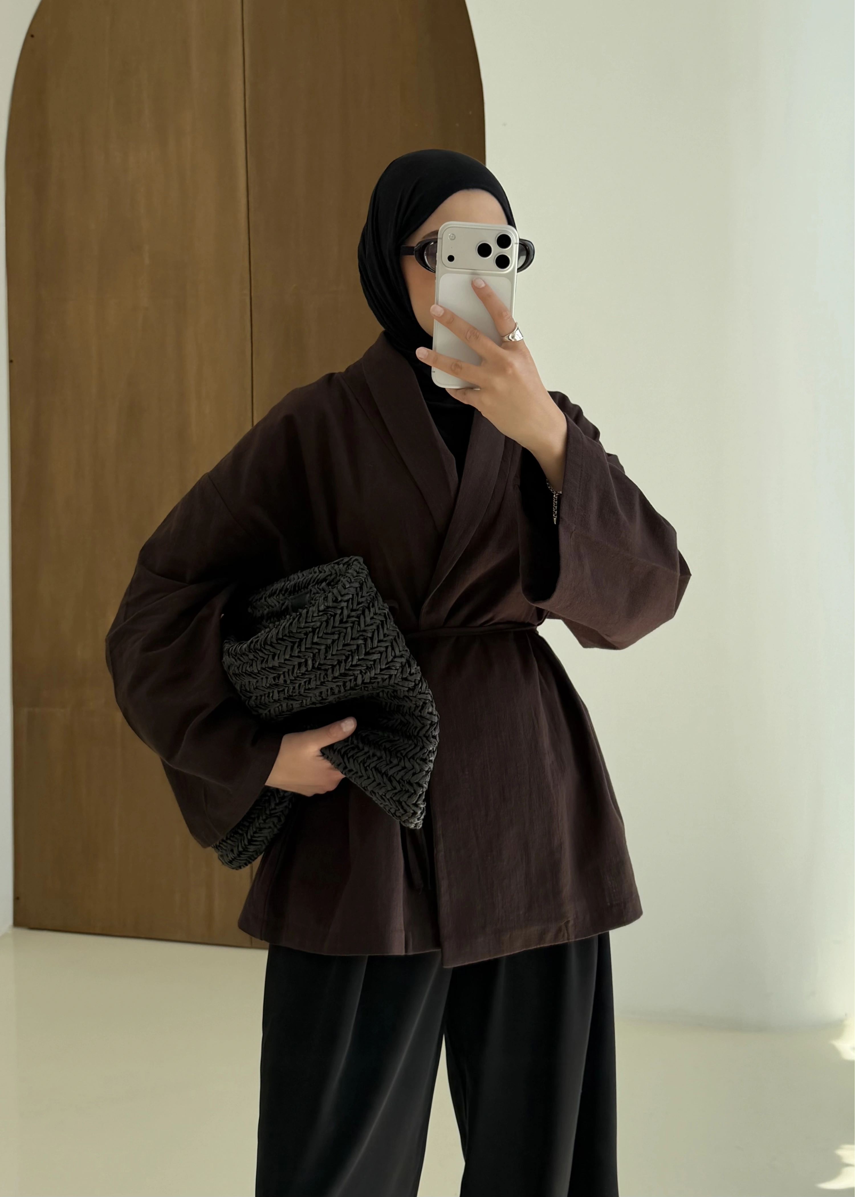 001 BAĞALAMALI KİMONO KAHVERENGİ