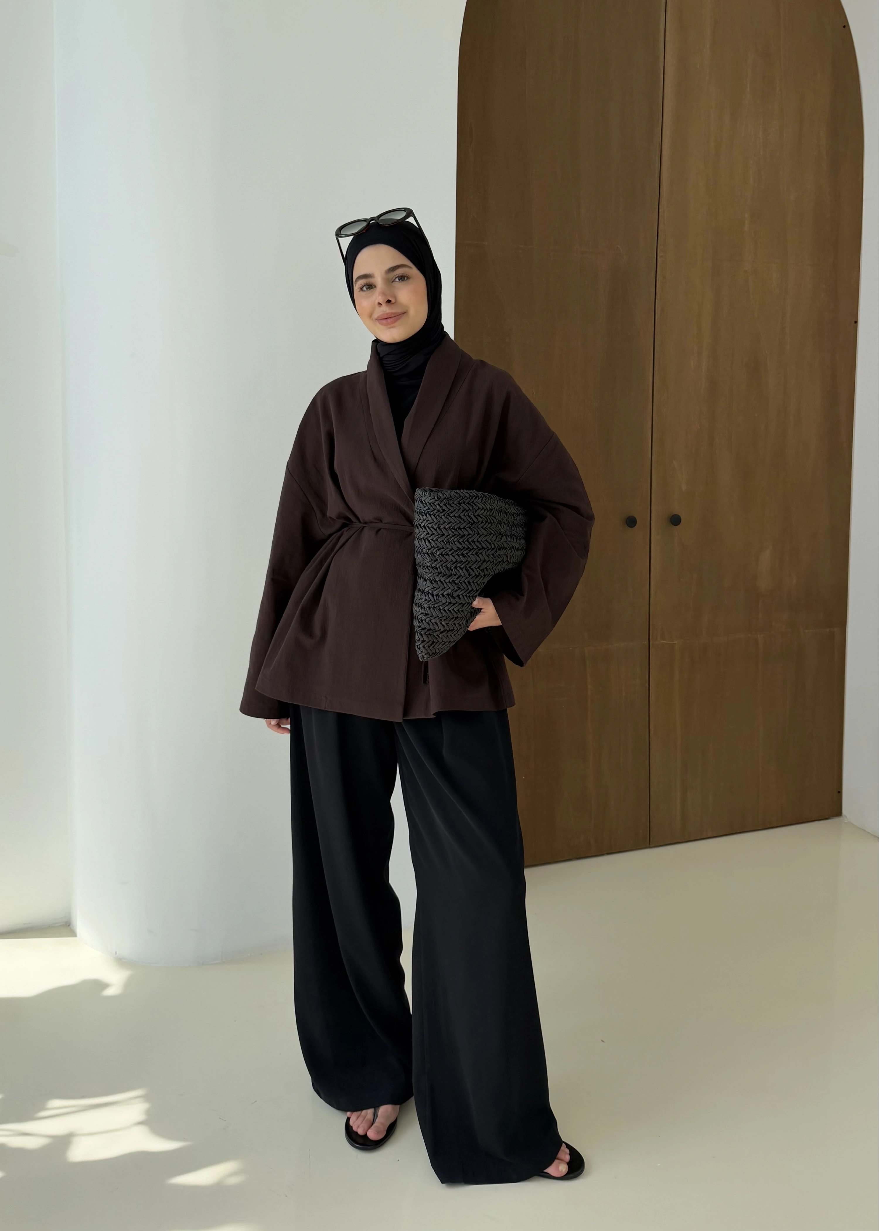 001 BAĞALAMALI KİMONO KAHVERENGİ