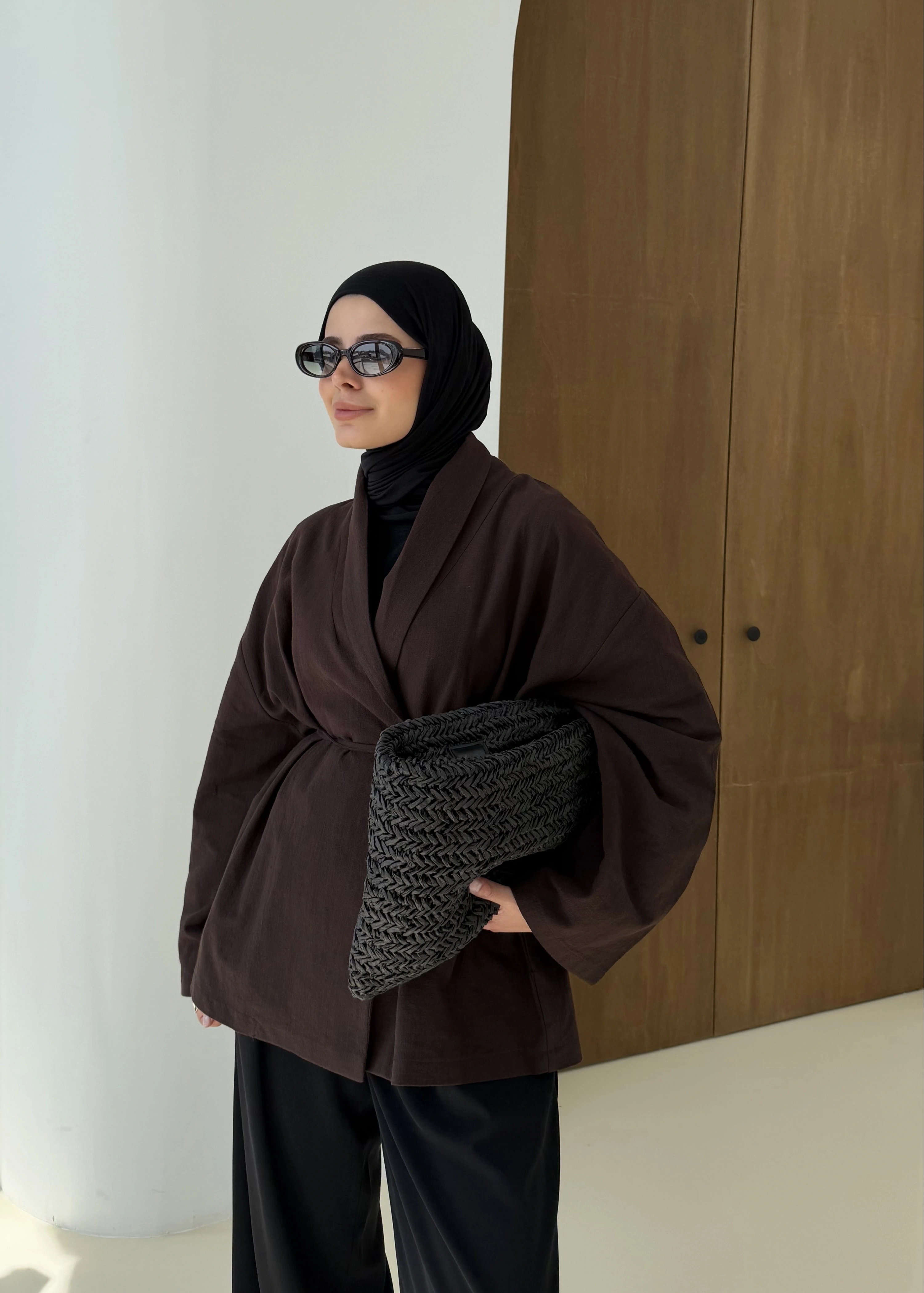 001 BAĞALAMALI KİMONO KAHVERENGİ