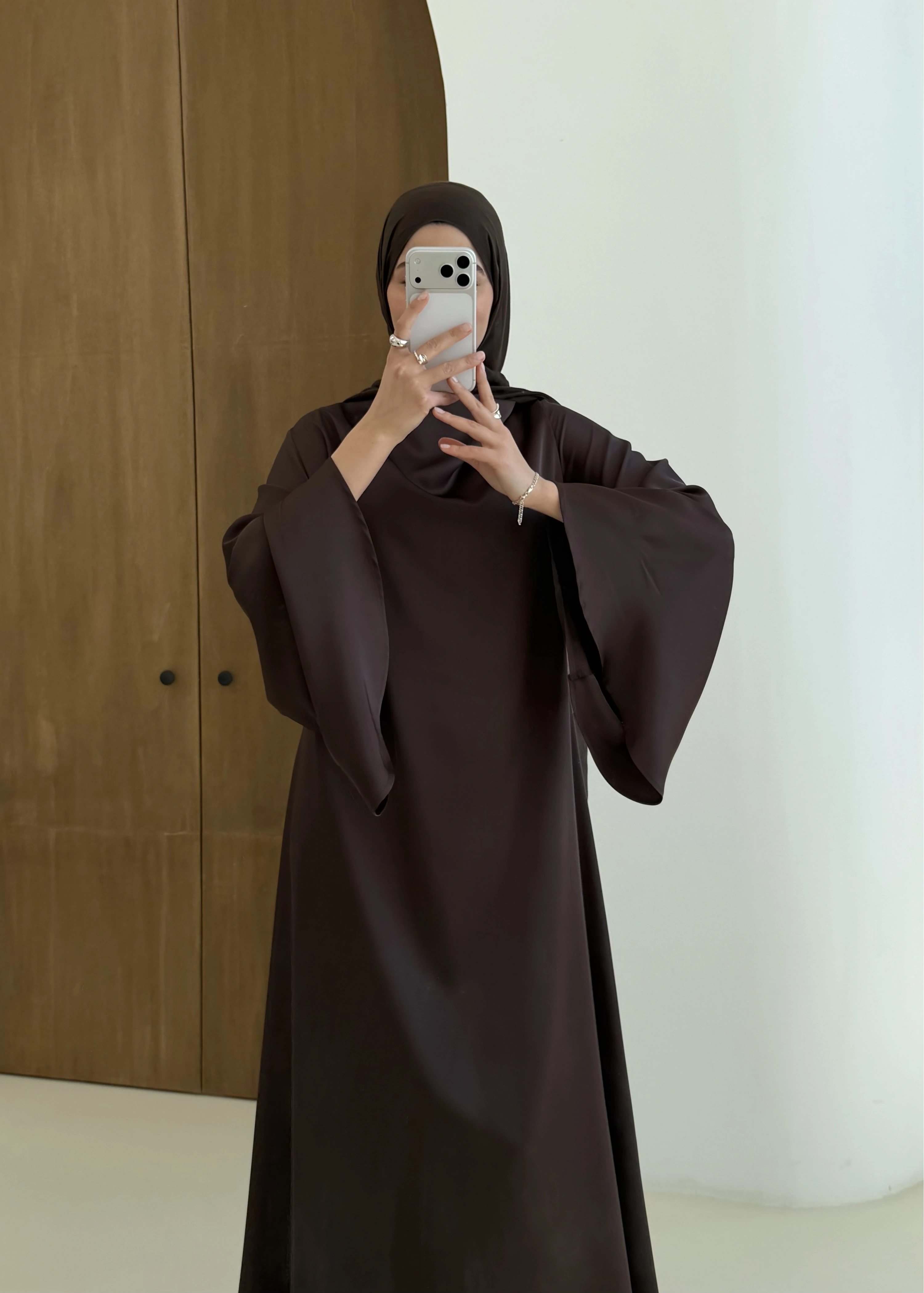 ___SATEN ELBİSE KAHVE