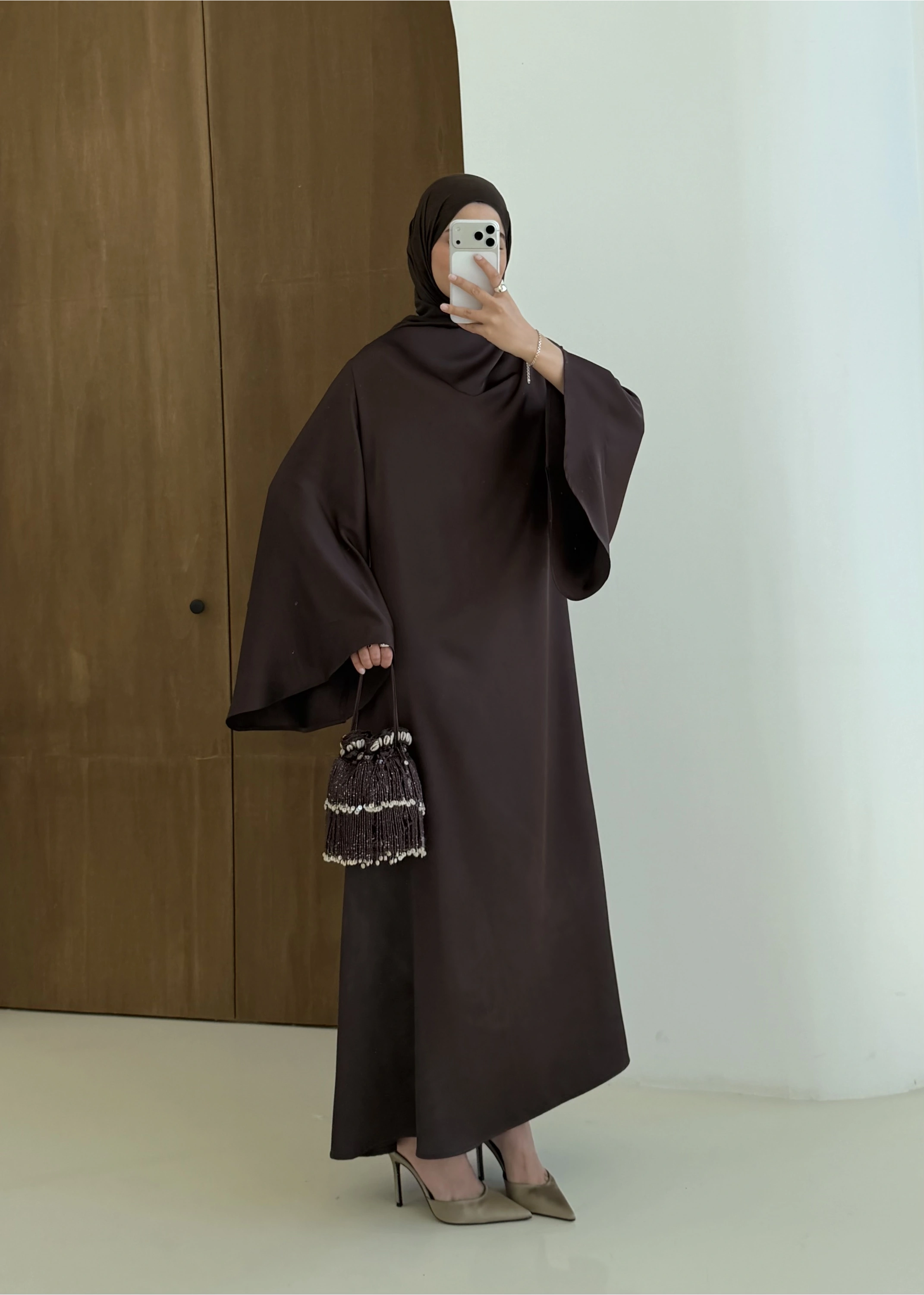 ___SATEN ELBİSE KAHVE