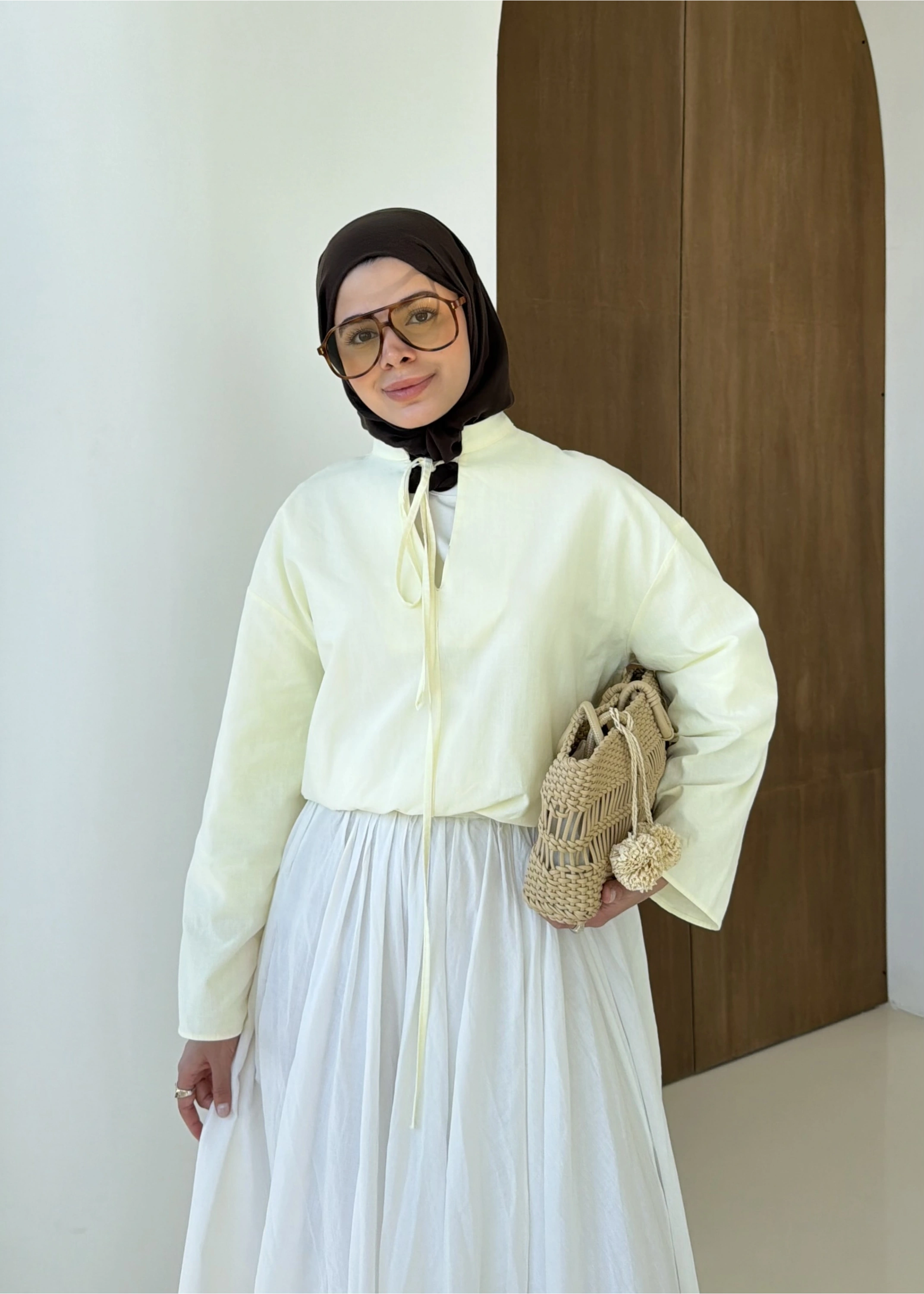 5480 İPLİ KETEN BLUZ sarı