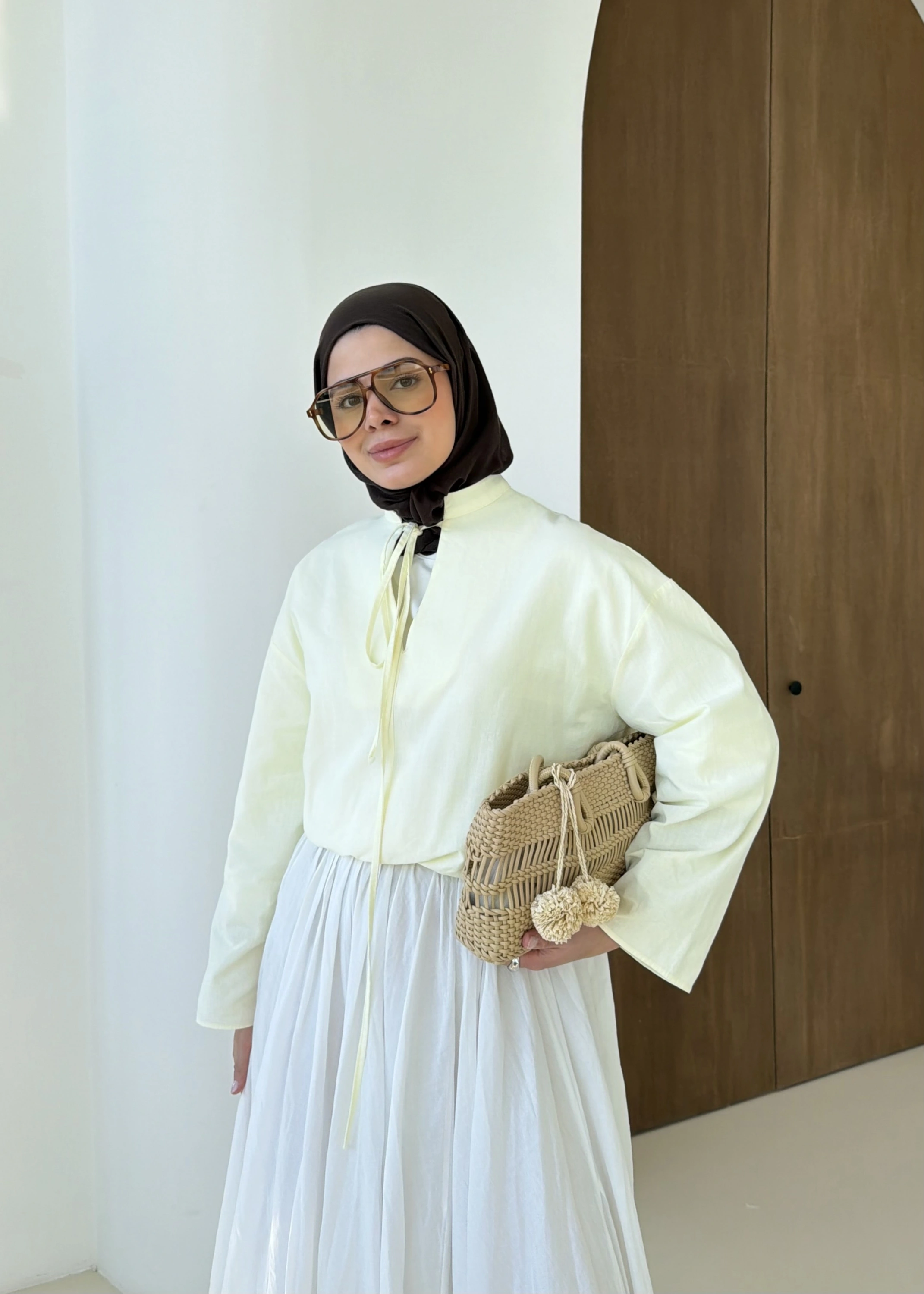 5480 İPLİ KETEN BLUZ sarı