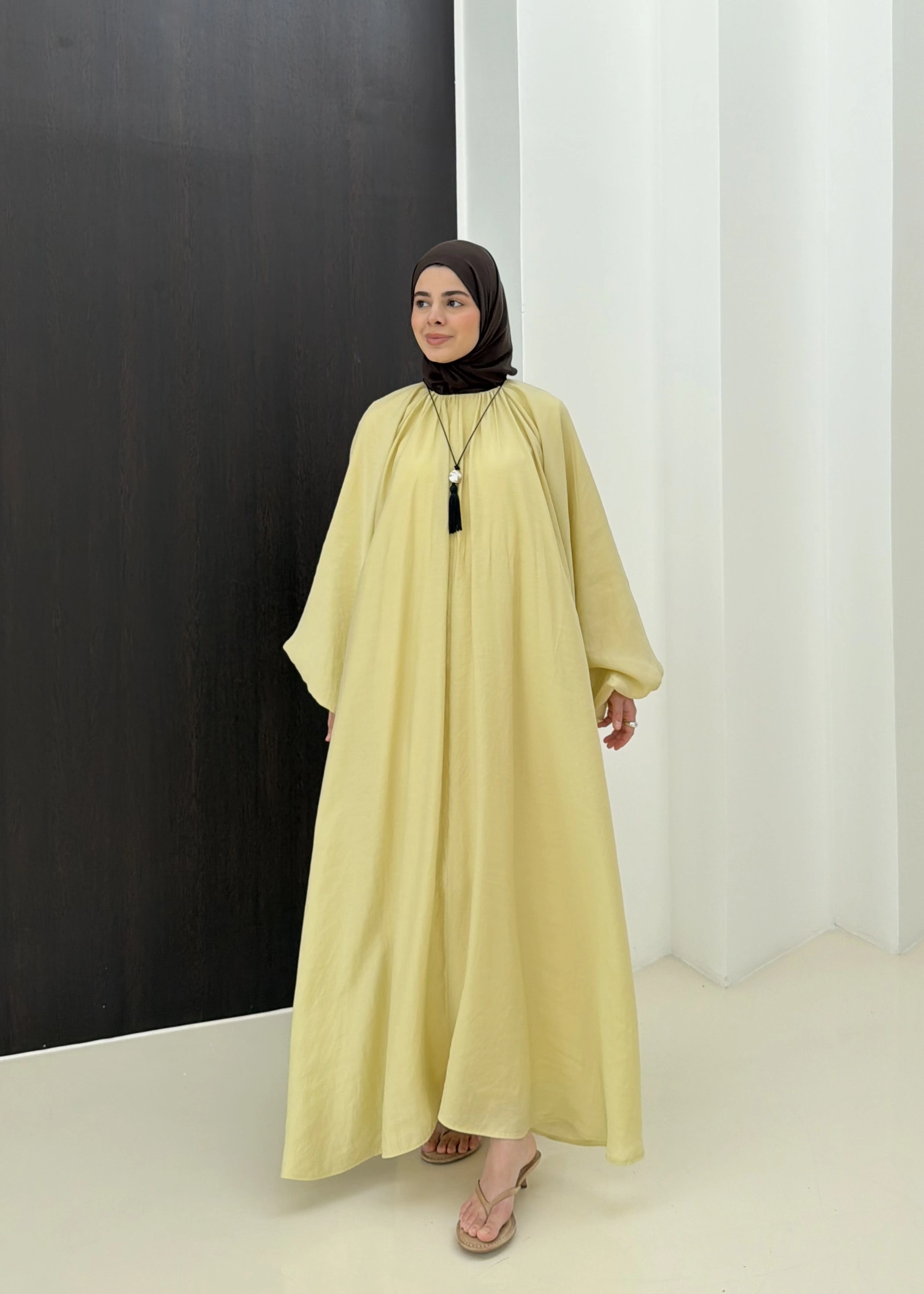 1903 BALON KOL ELBİSE SARI