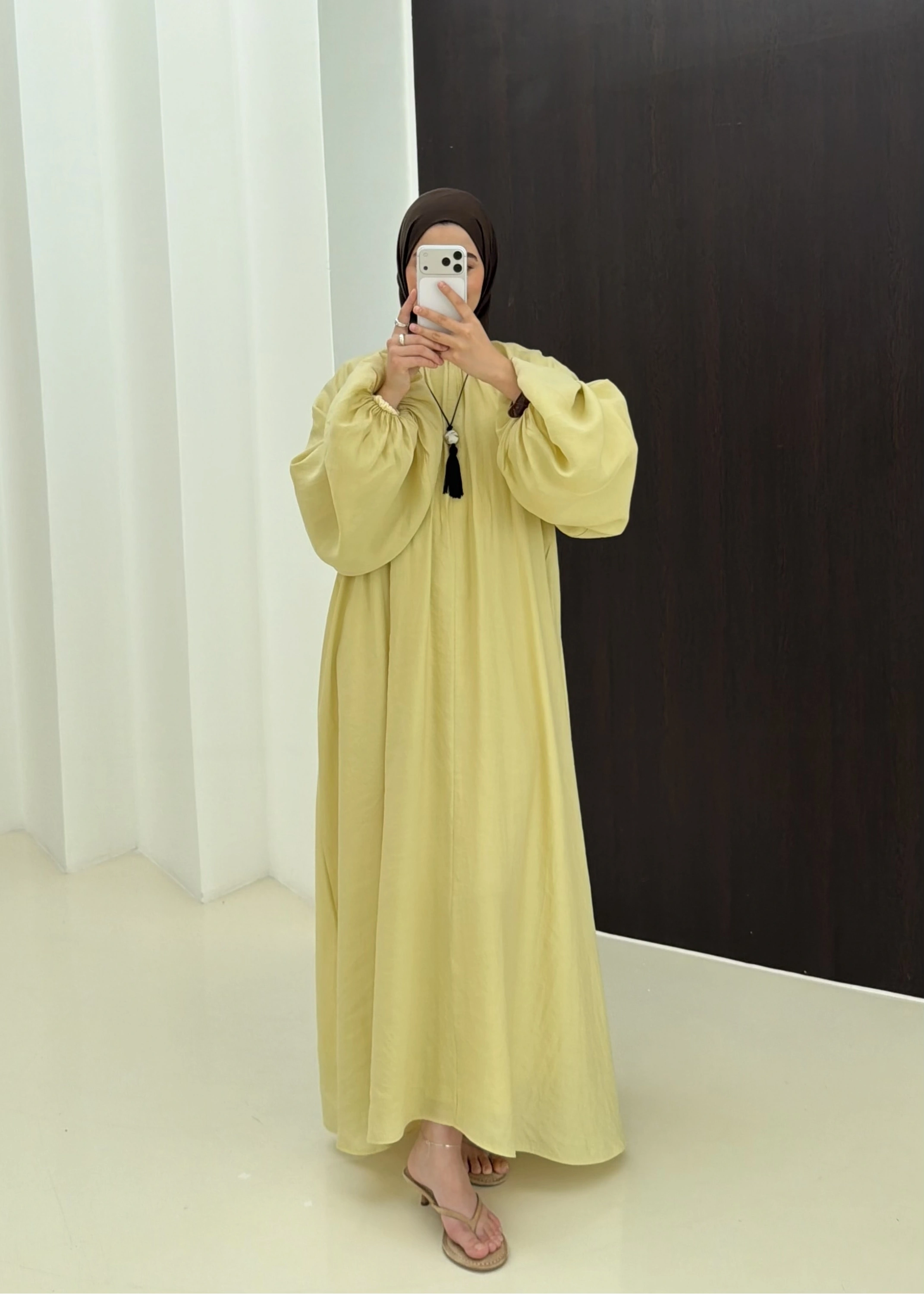 1903 BALON KOL ELBİSE SARI