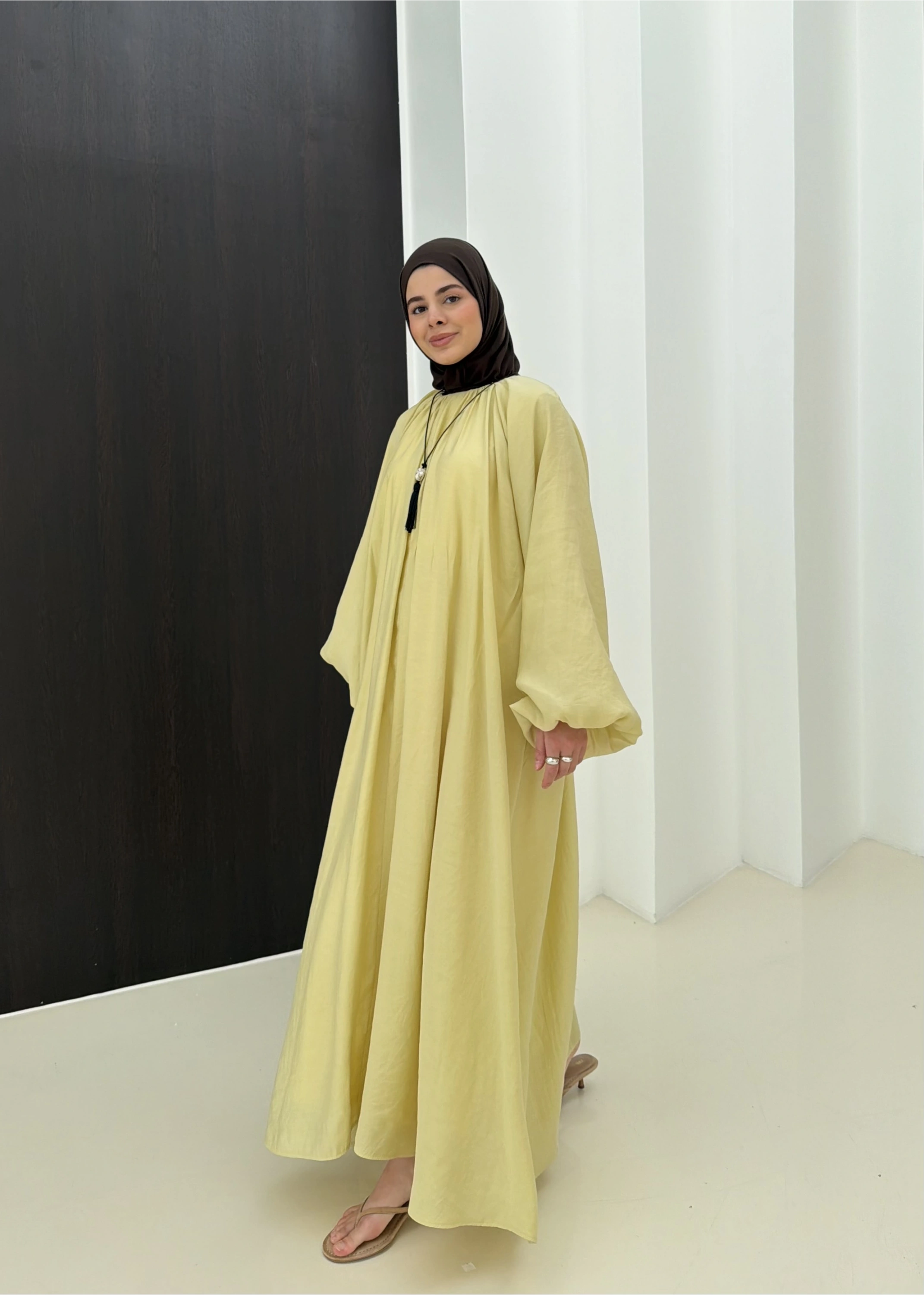 1903 BALON KOL ELBİSE SARI