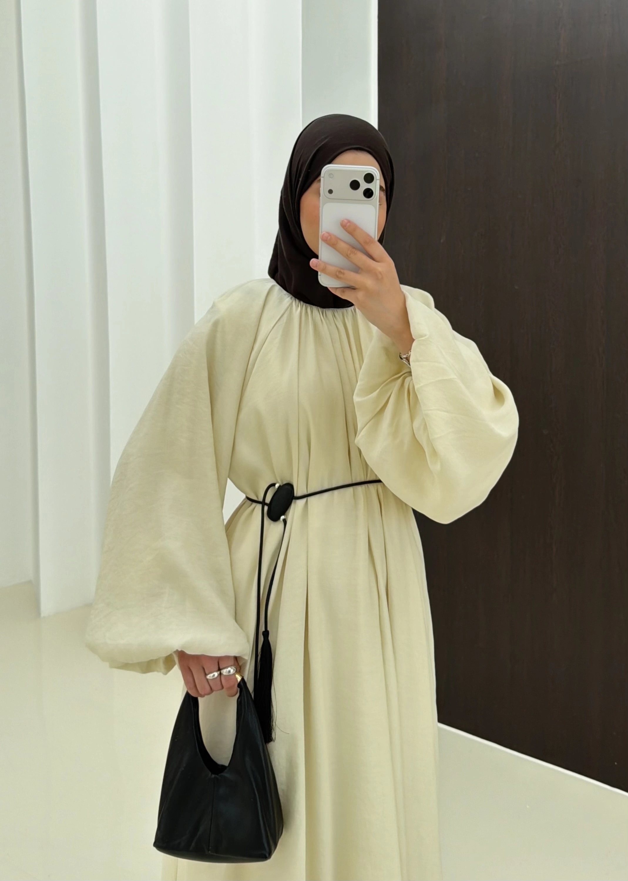 1903 BALON KOL ELBİSE BEJ