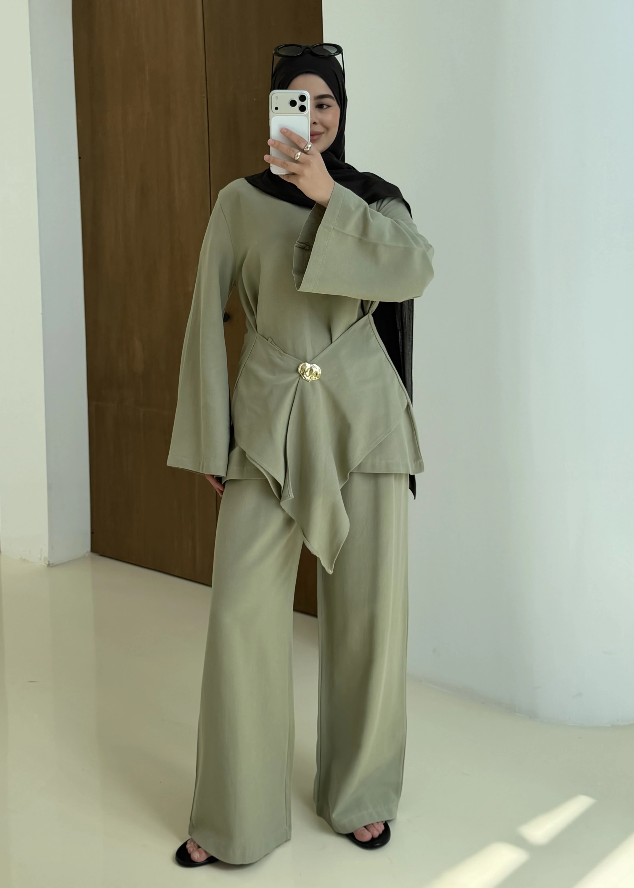 6020 KETEN BROŞ TAKIM YEŞİL