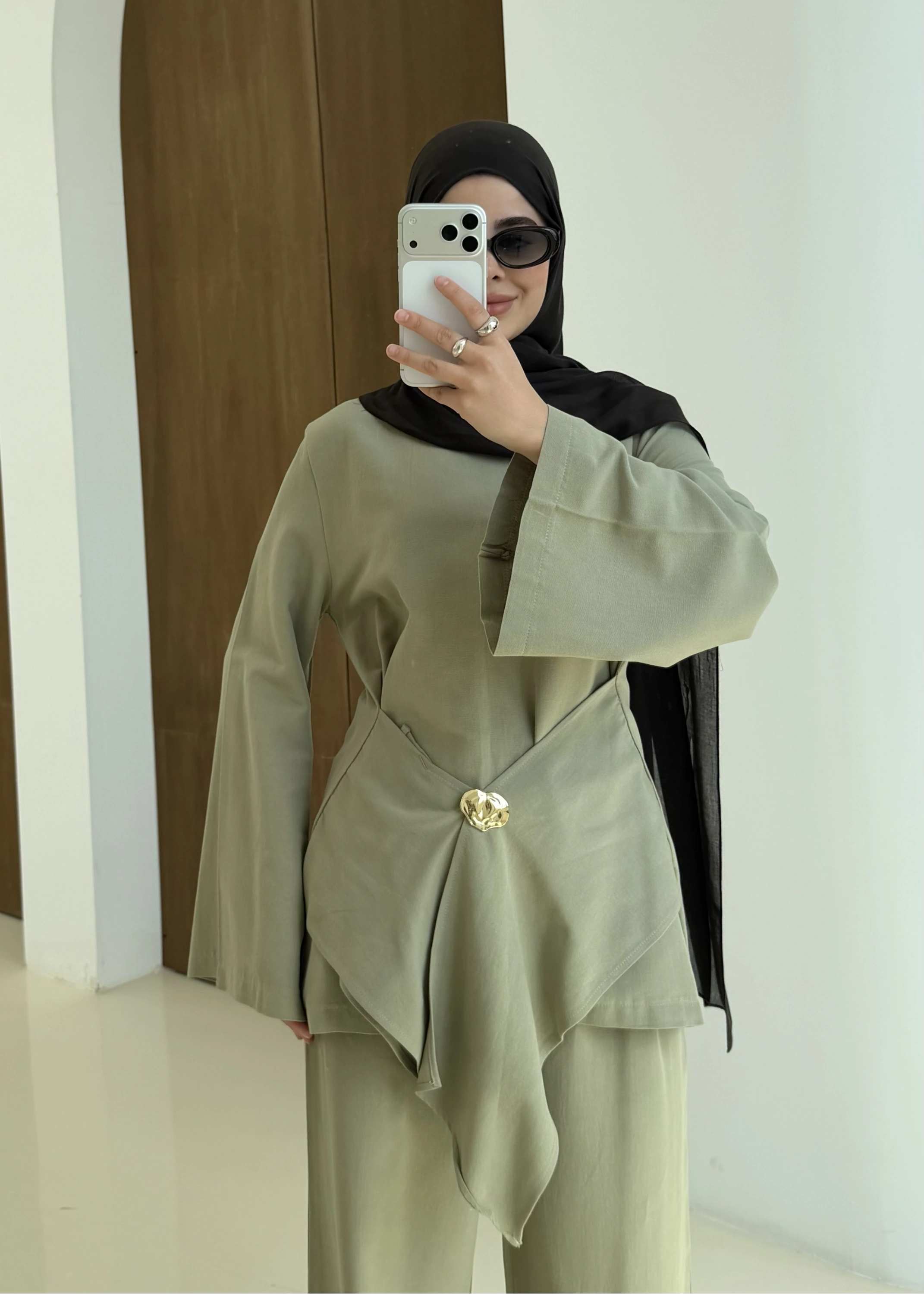 6020 KETEN BROŞ TAKIM YEŞİL