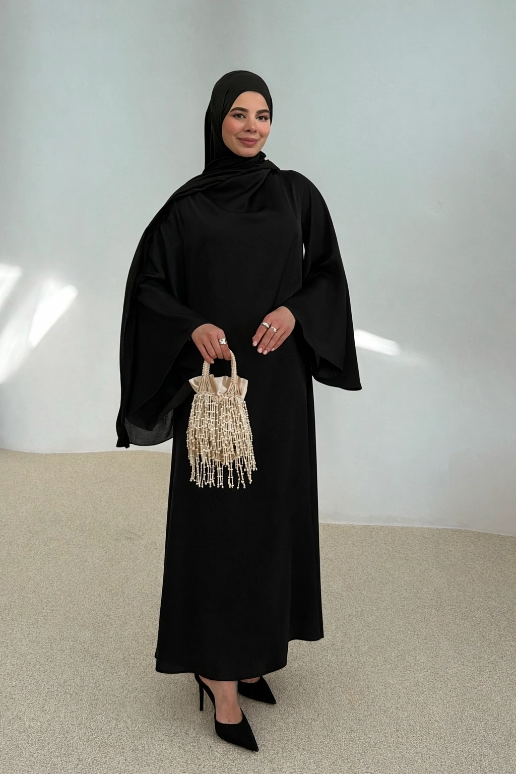 _SATEN ELBİSE SİYAH