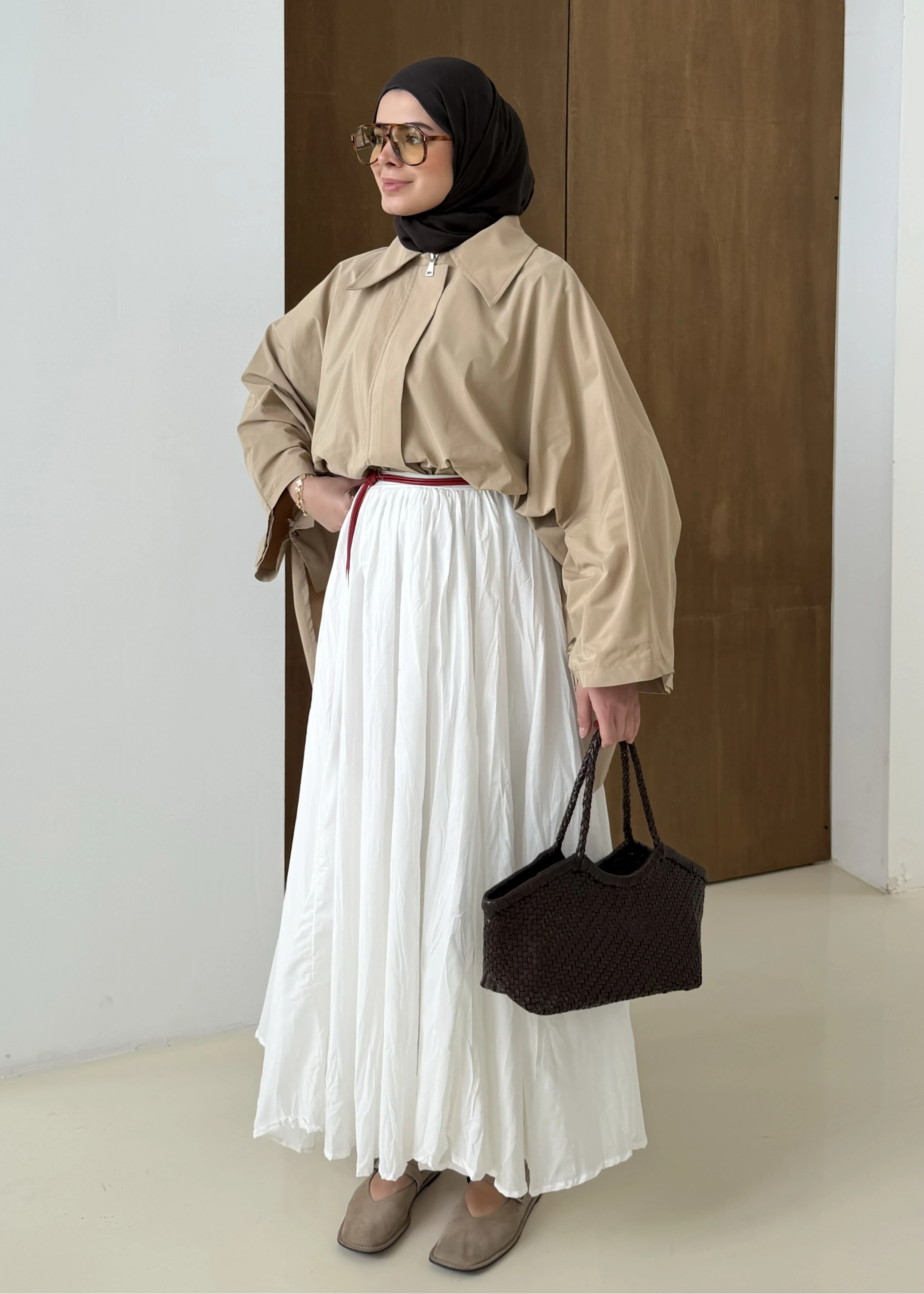 YAZLIK TASARIM PELERİN TRENÇKOT bej