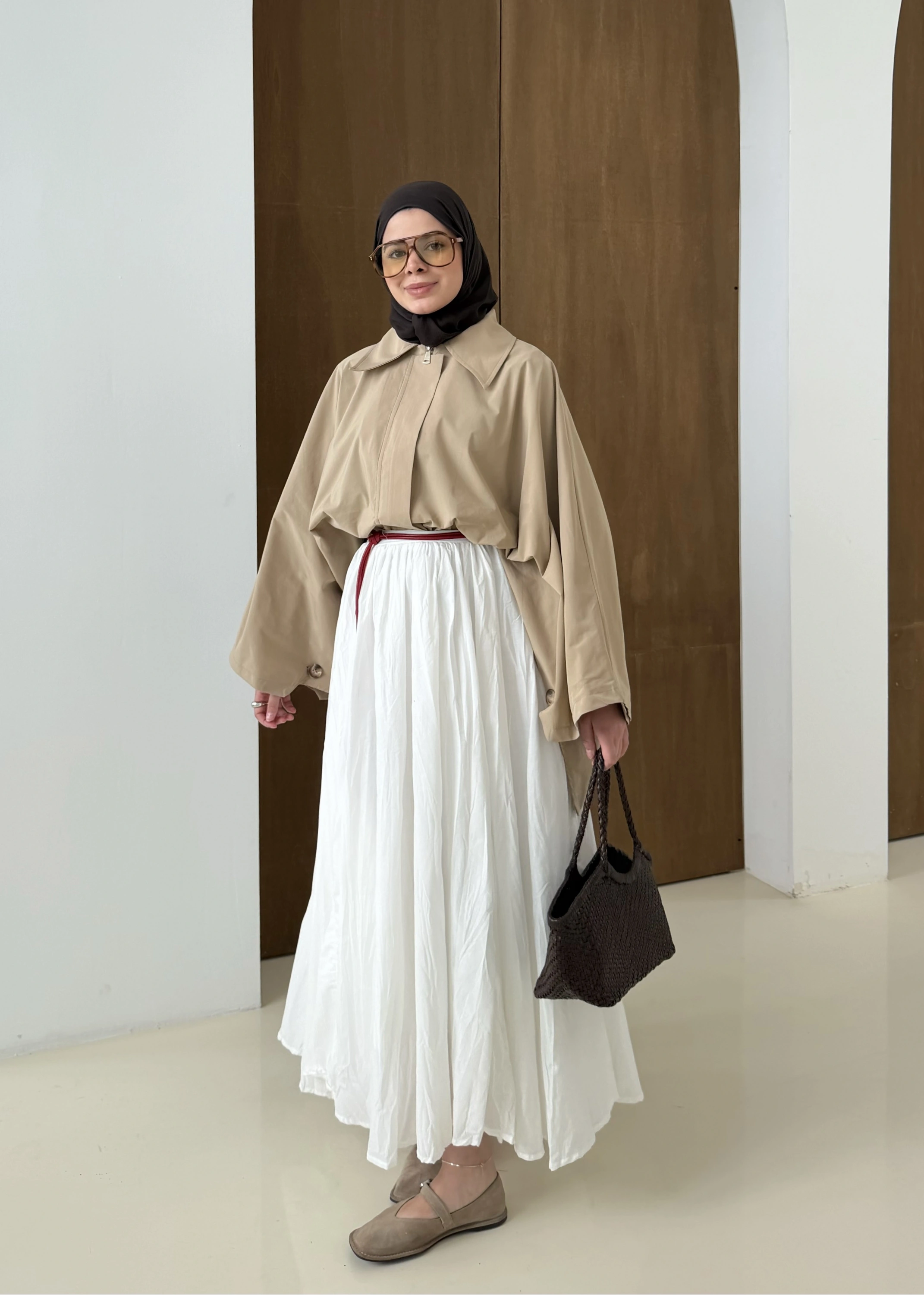 YAZLIK TASARIM PELERİN TRENÇKOT bej