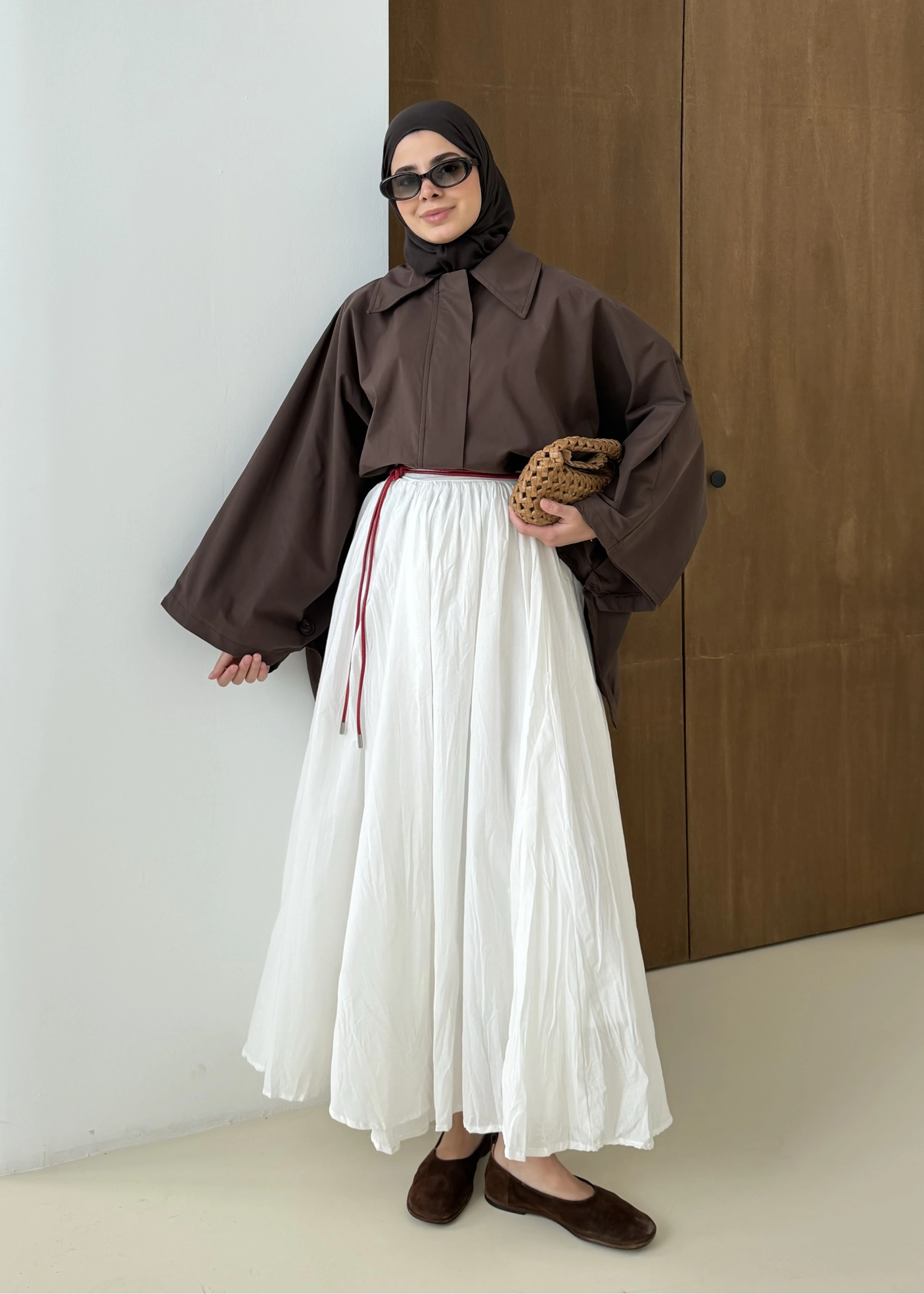 YAZLIK TASARIM PELERİN TRENÇKOT KAHVE