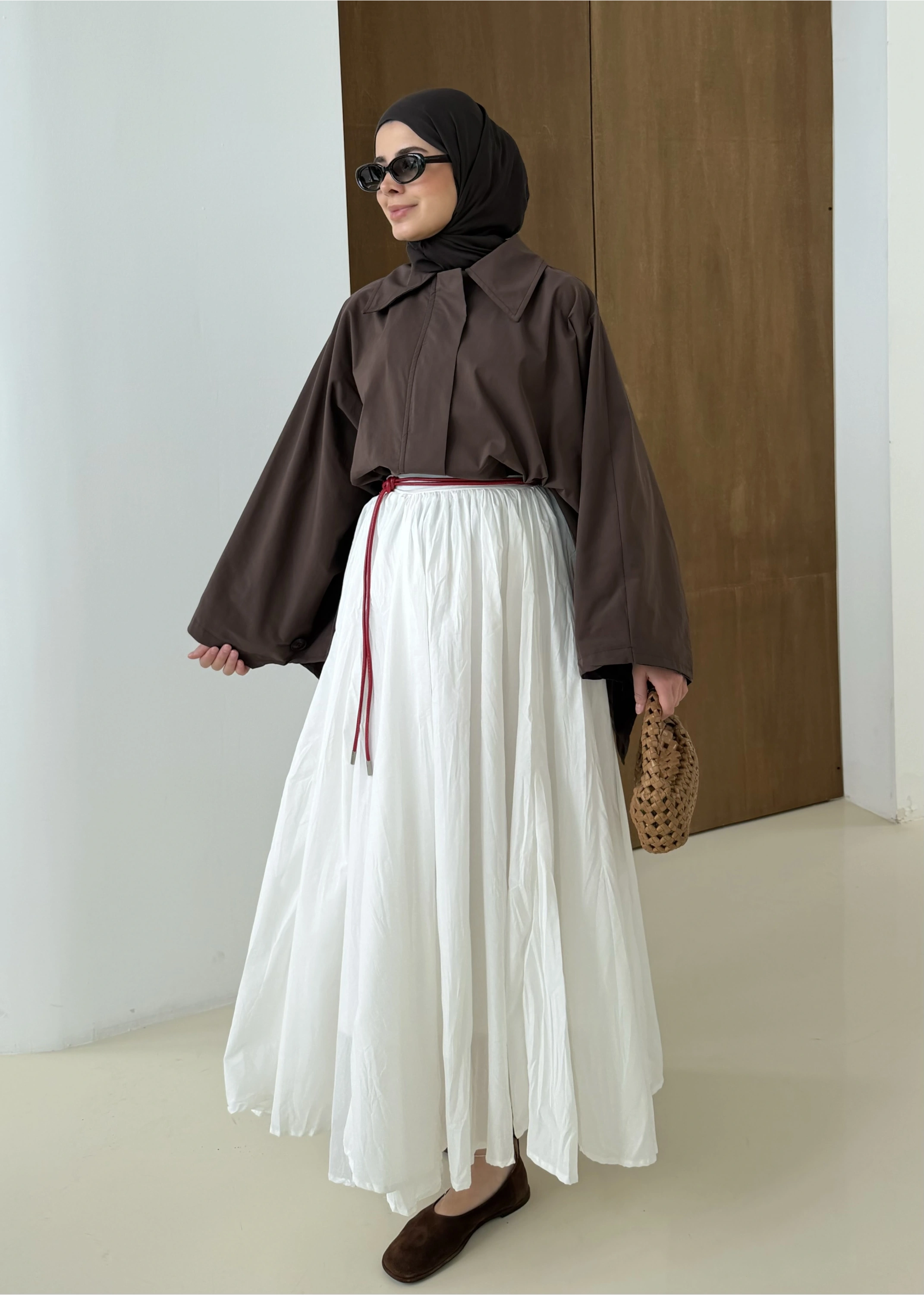 YAZLIK TASARIM PELERİN TRENÇKOT KAHVE