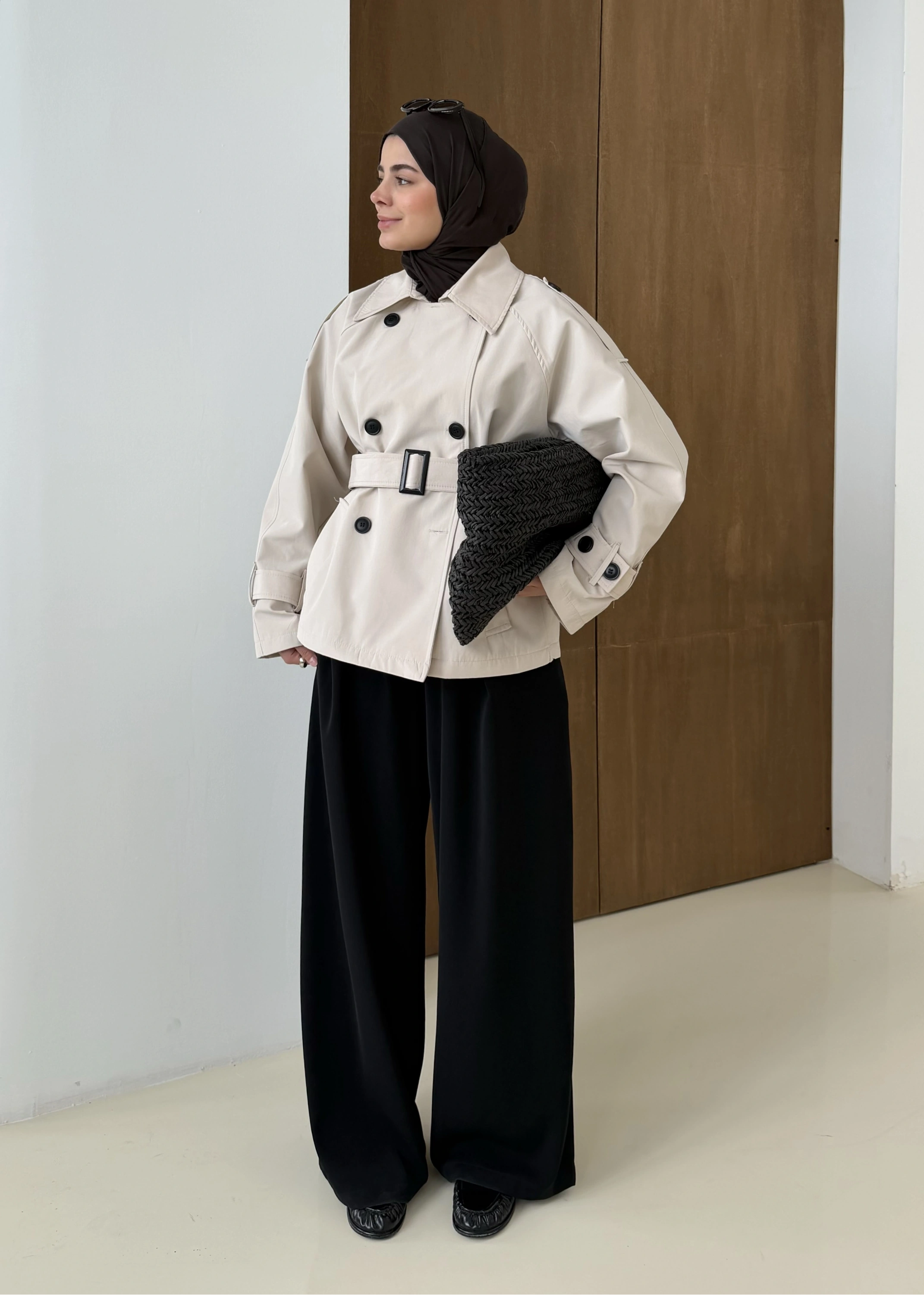 2091 BERSHKA PREMİUM TRENÇ TAŞ