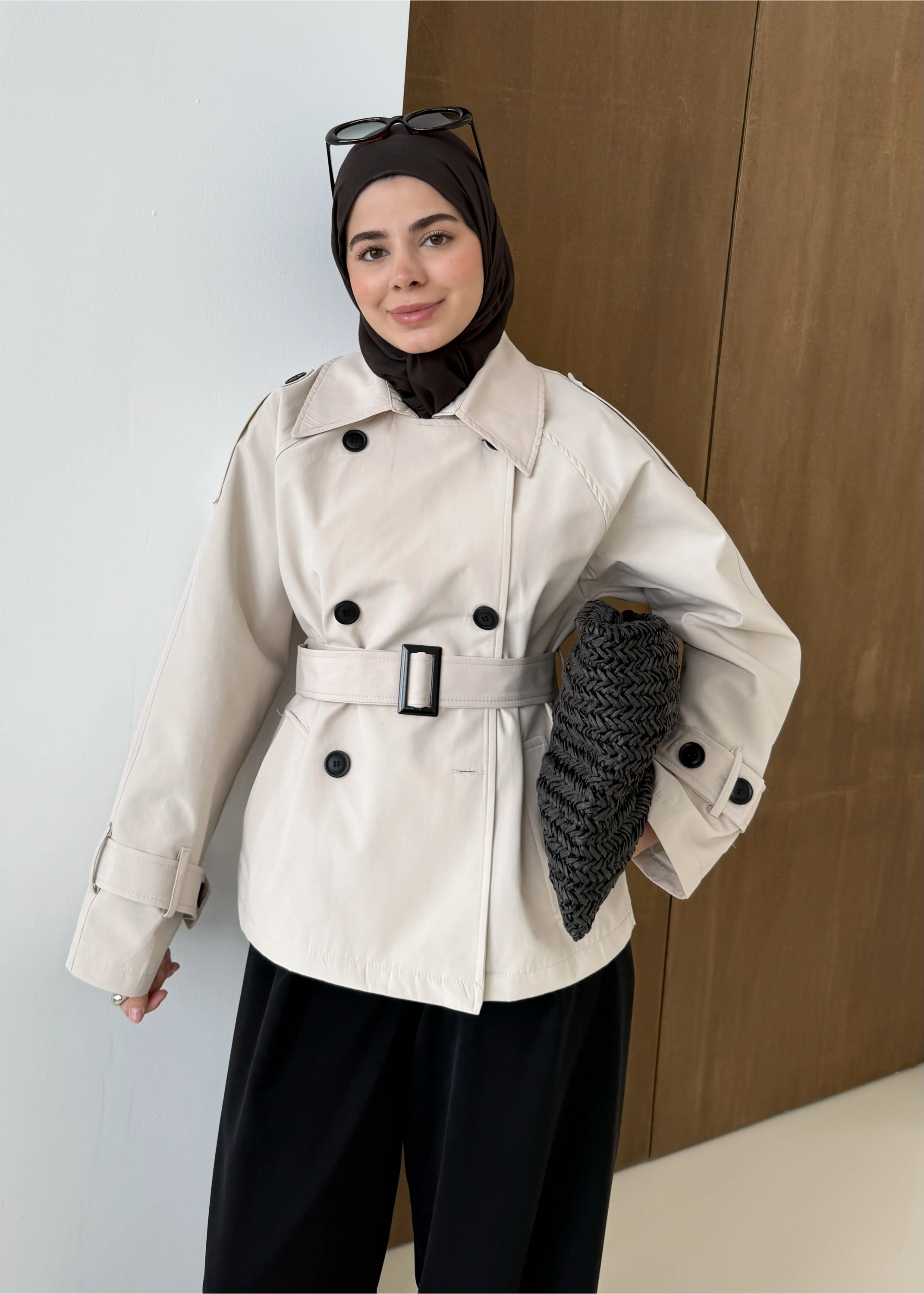 2091 BERSHKA PREMİUM TRENÇ TAŞ