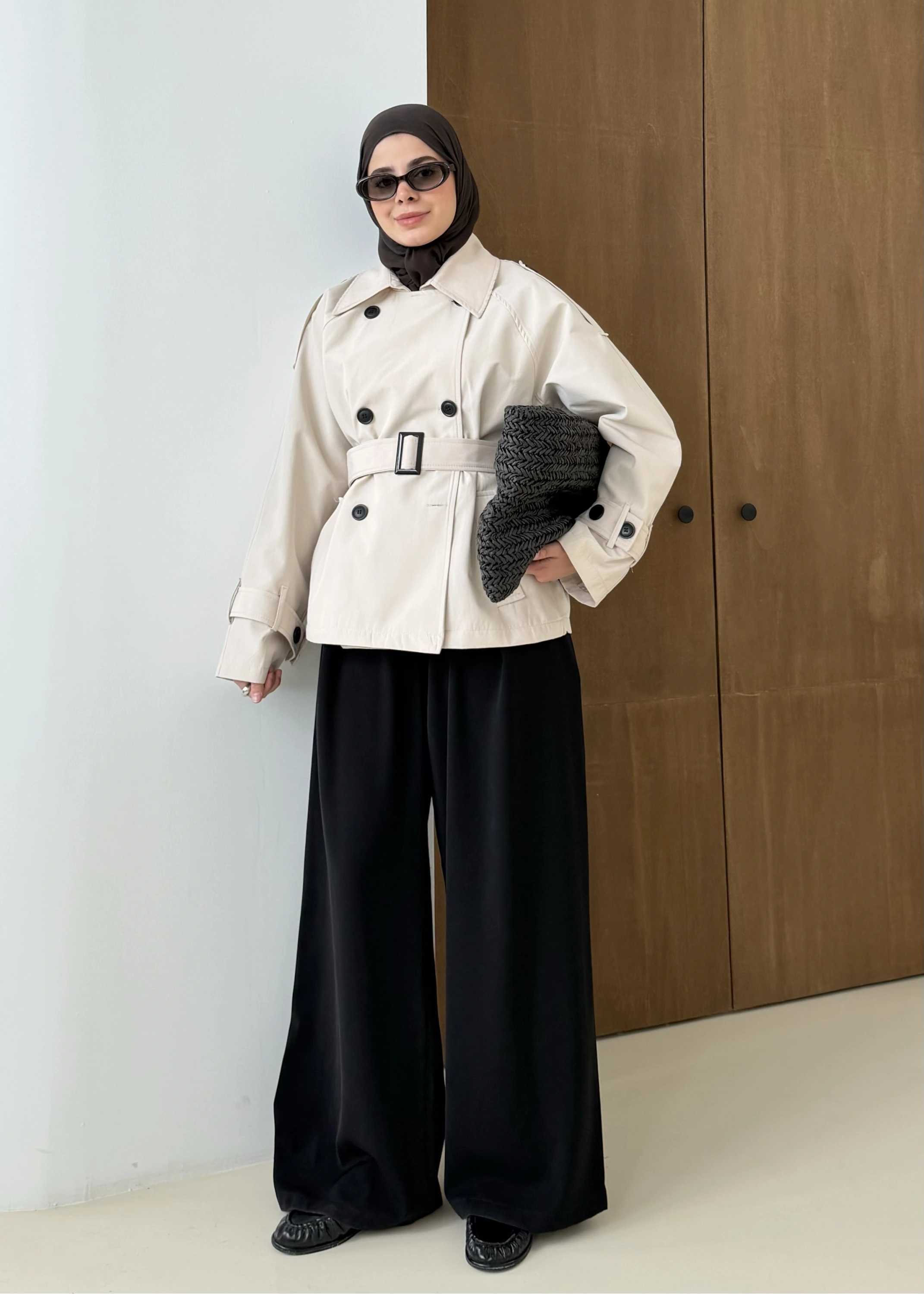 2091 BERSHKA PREMİUM TRENÇ TAŞ