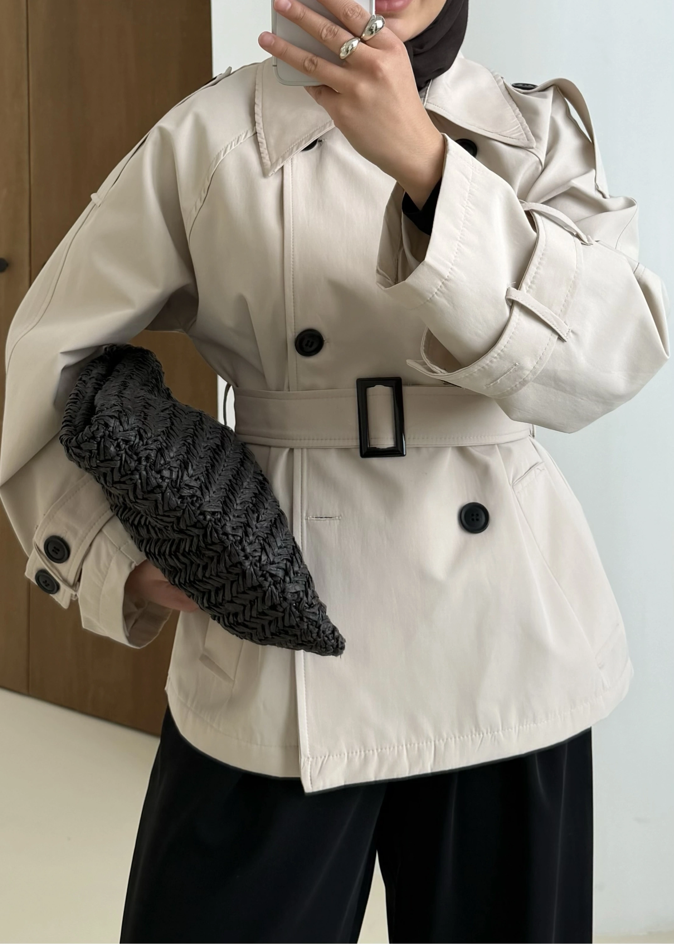 2091 BERSHKA PREMİUM TRENÇ TAŞ