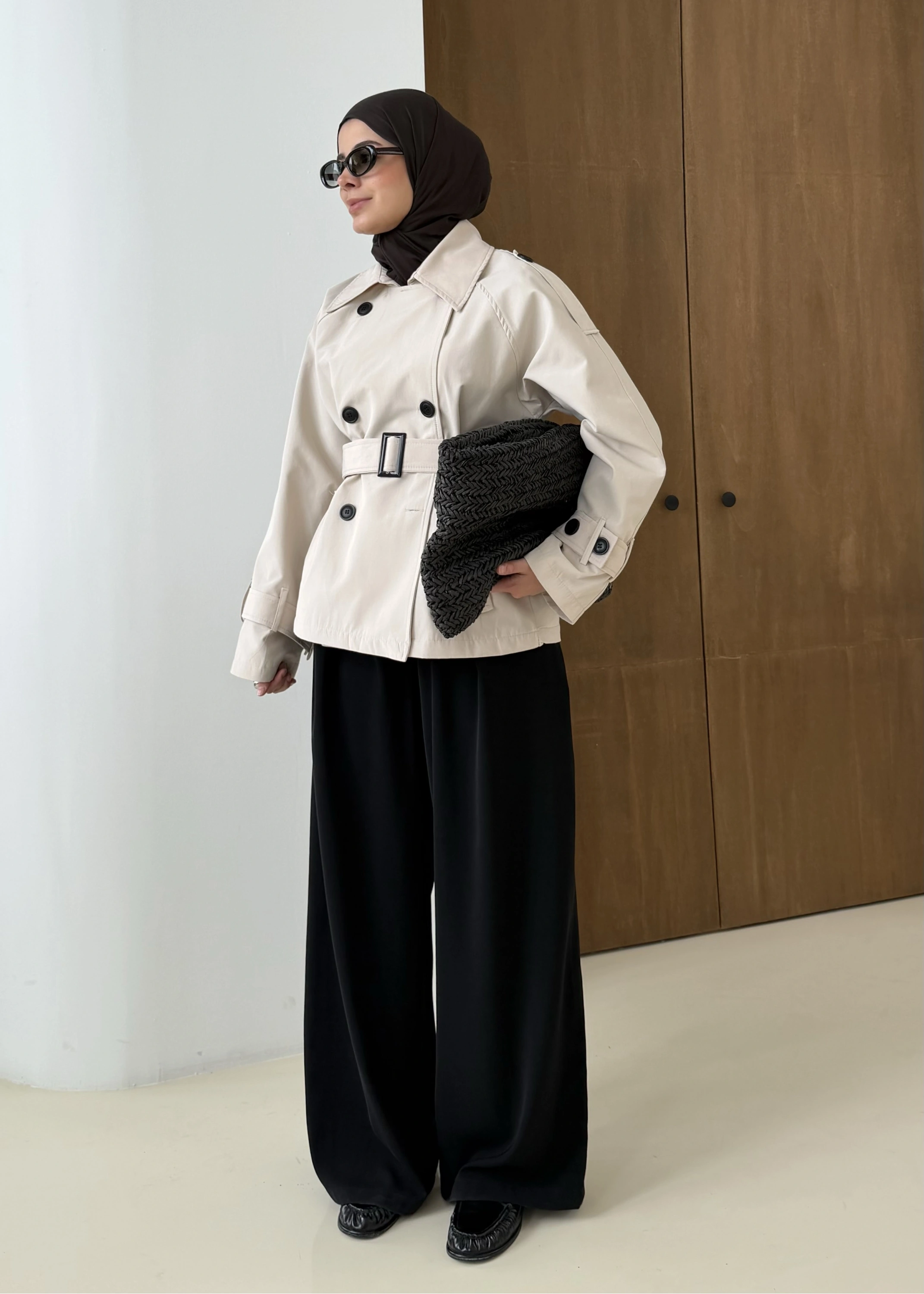 2091 BERSHKA PREMİUM TRENÇ TAŞ