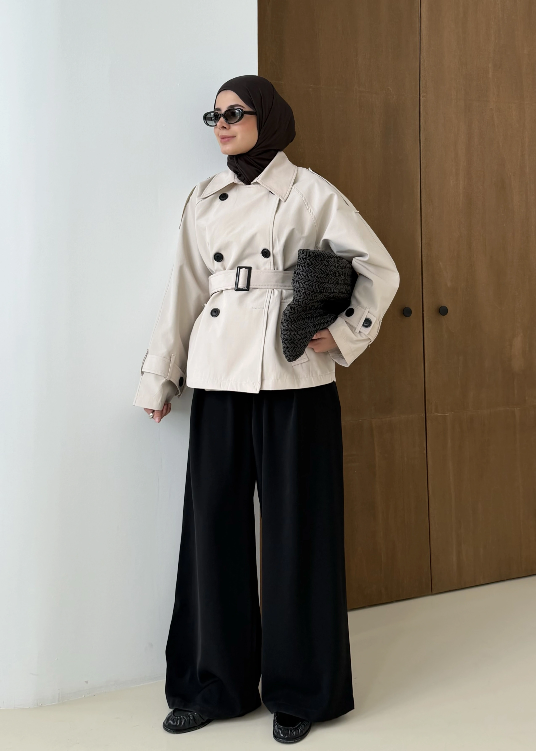 2091 BERSHKA PREMİUM TRENÇ TAŞ