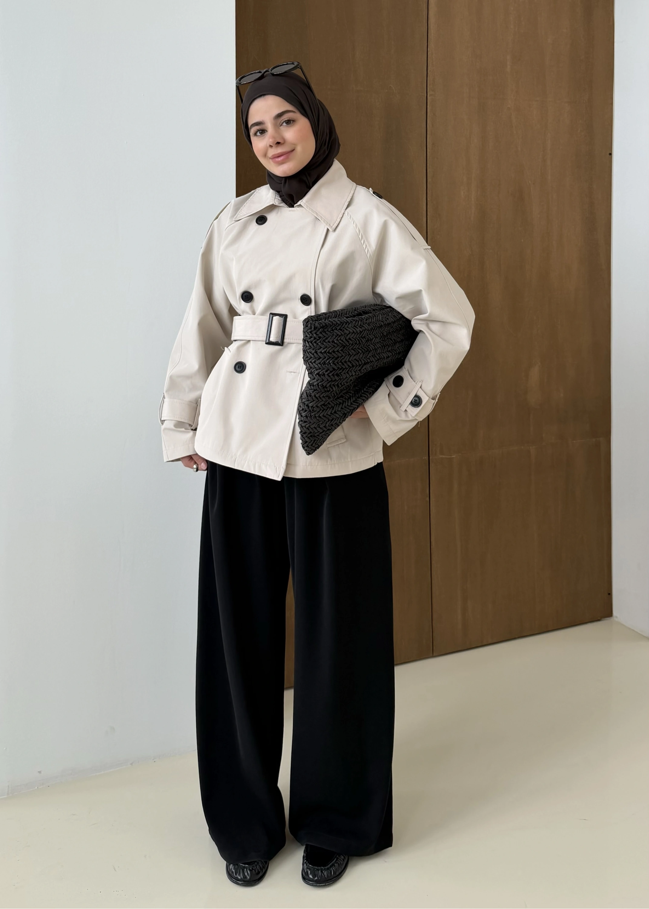 2091 BERSHKA PREMİUM TRENÇ TAŞ