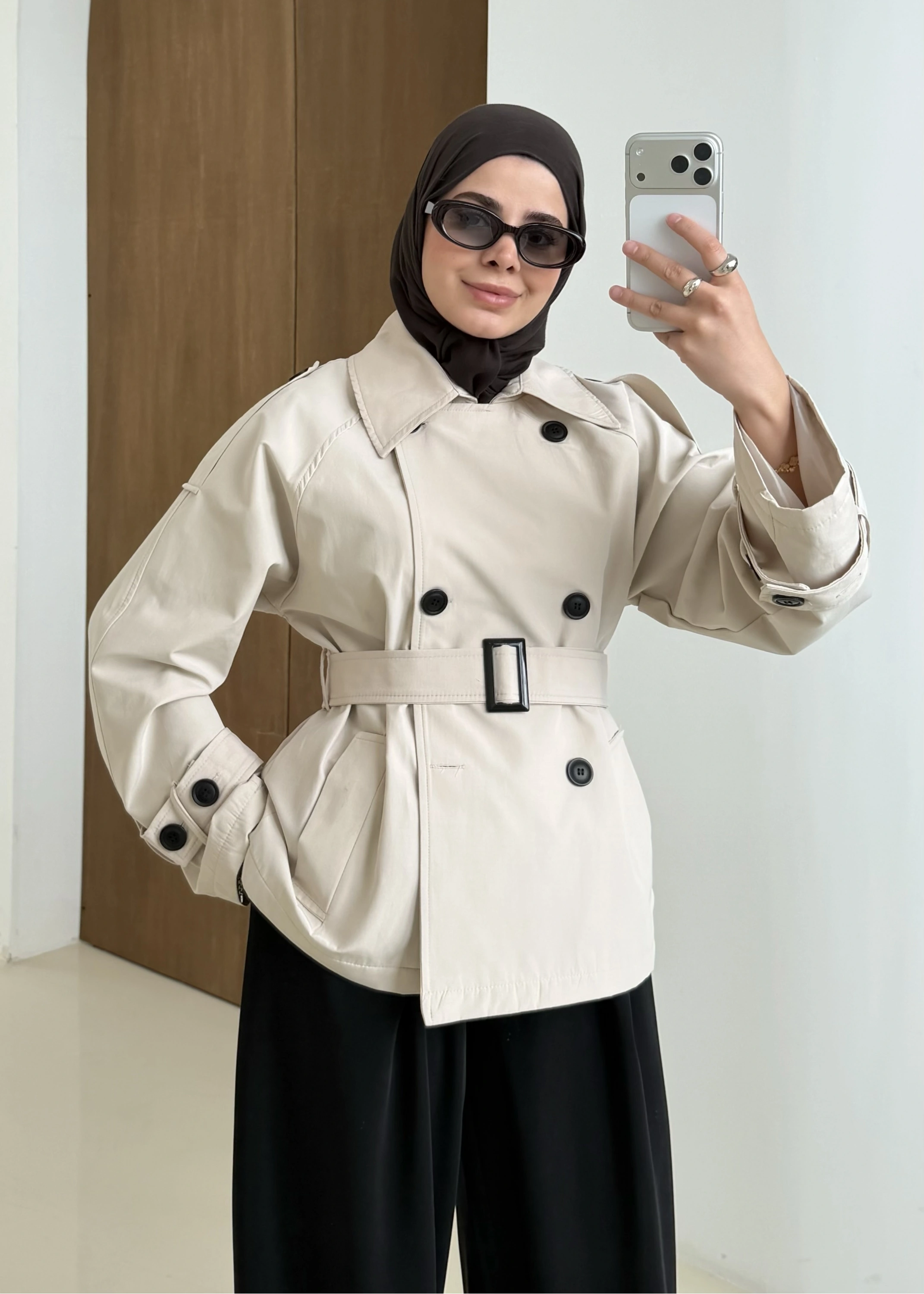 2091 BERSHKA PREMİUM TRENÇ TAŞ