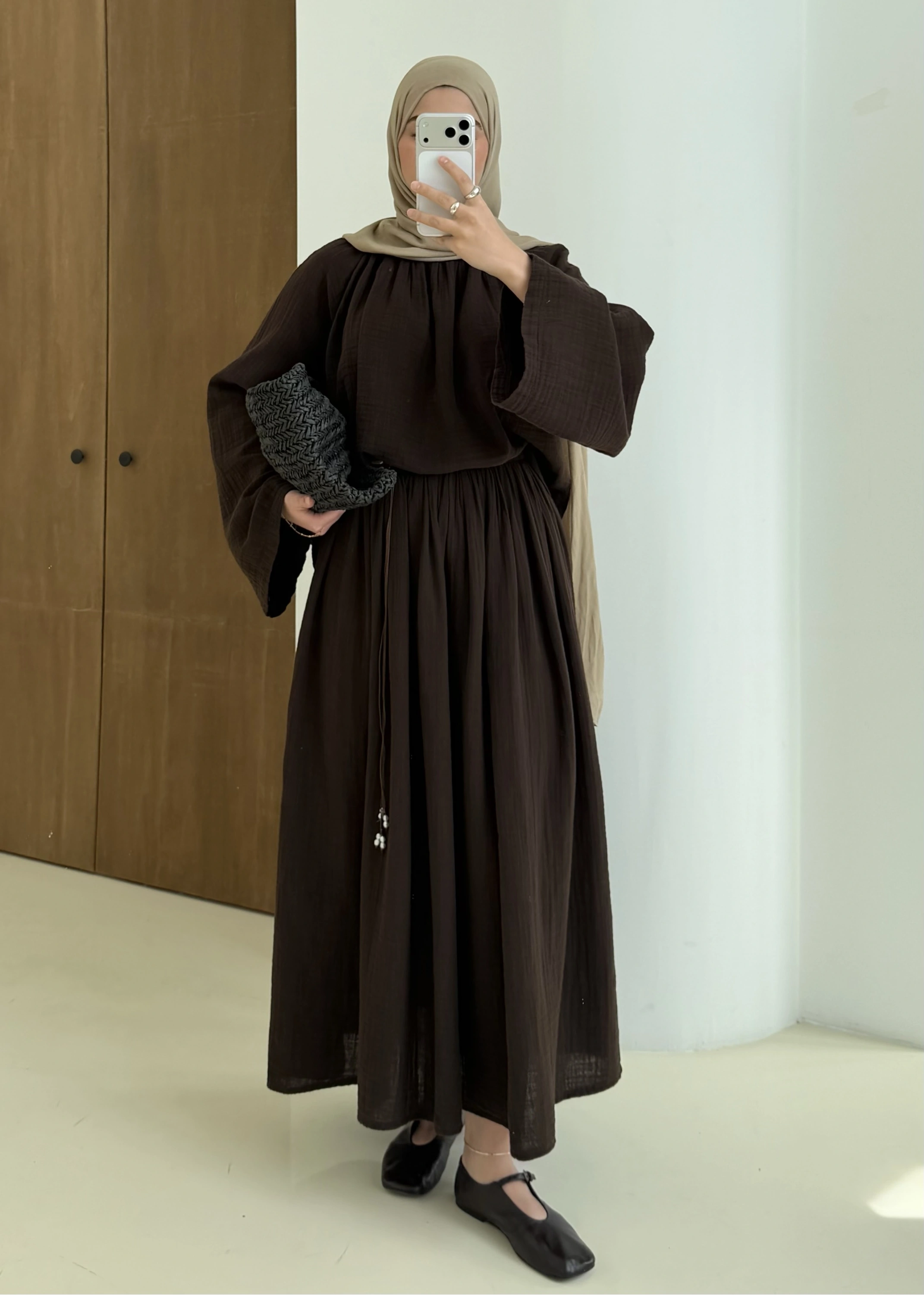 MÜSLİN İKİLİ TAKIM kahve