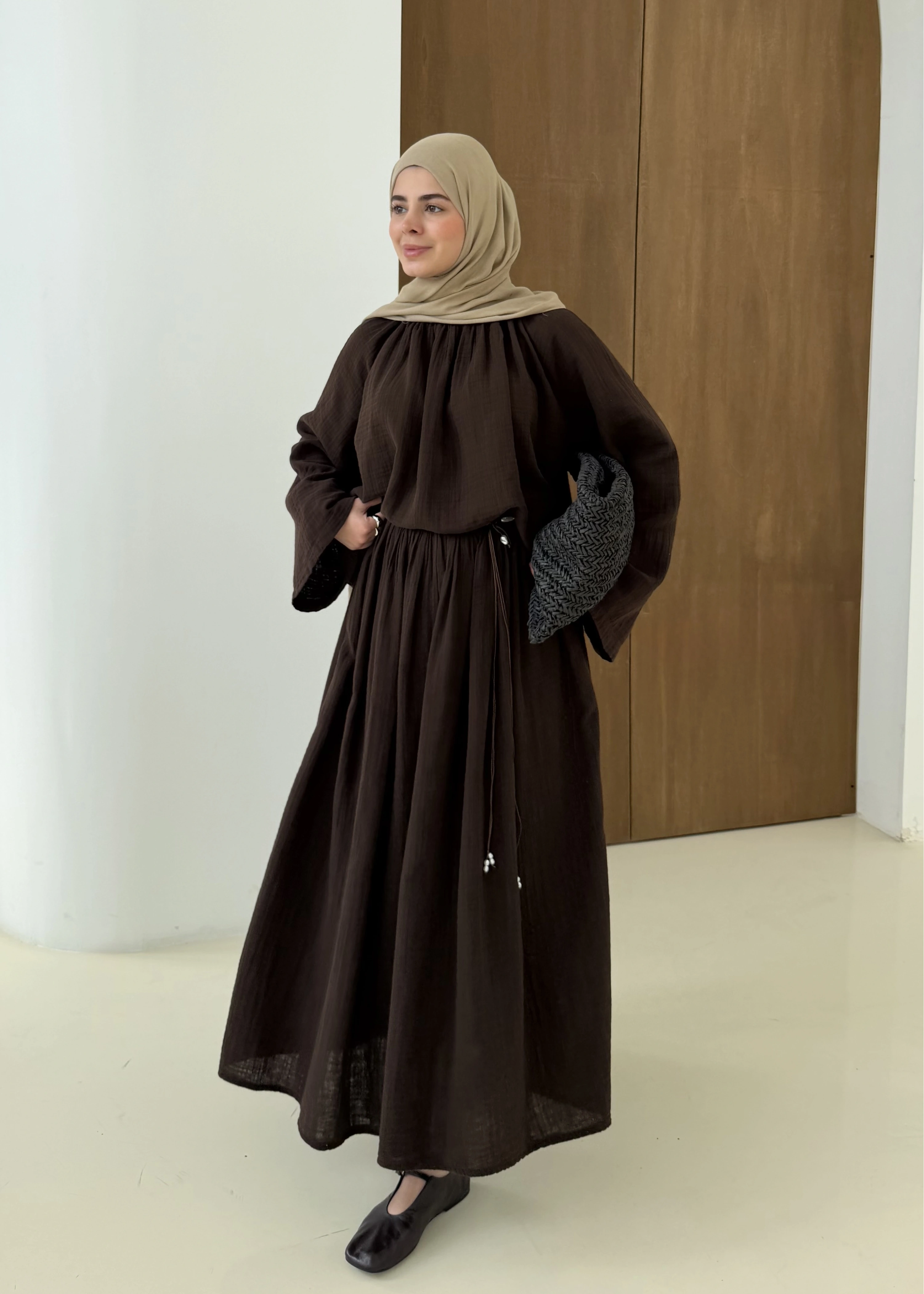 MÜSLİN İKİLİ TAKIM kahve