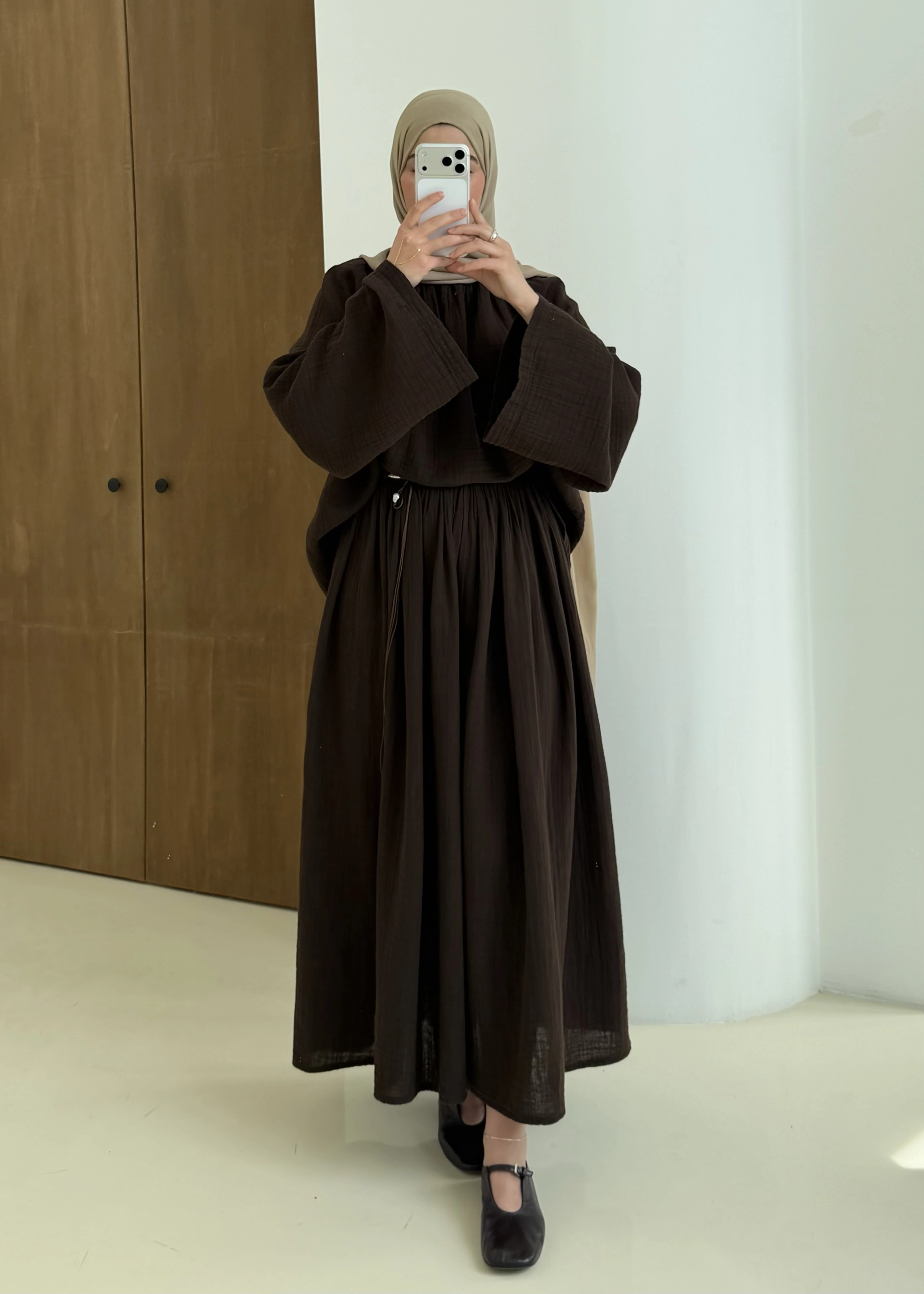 MÜSLİN İKİLİ TAKIM kahve