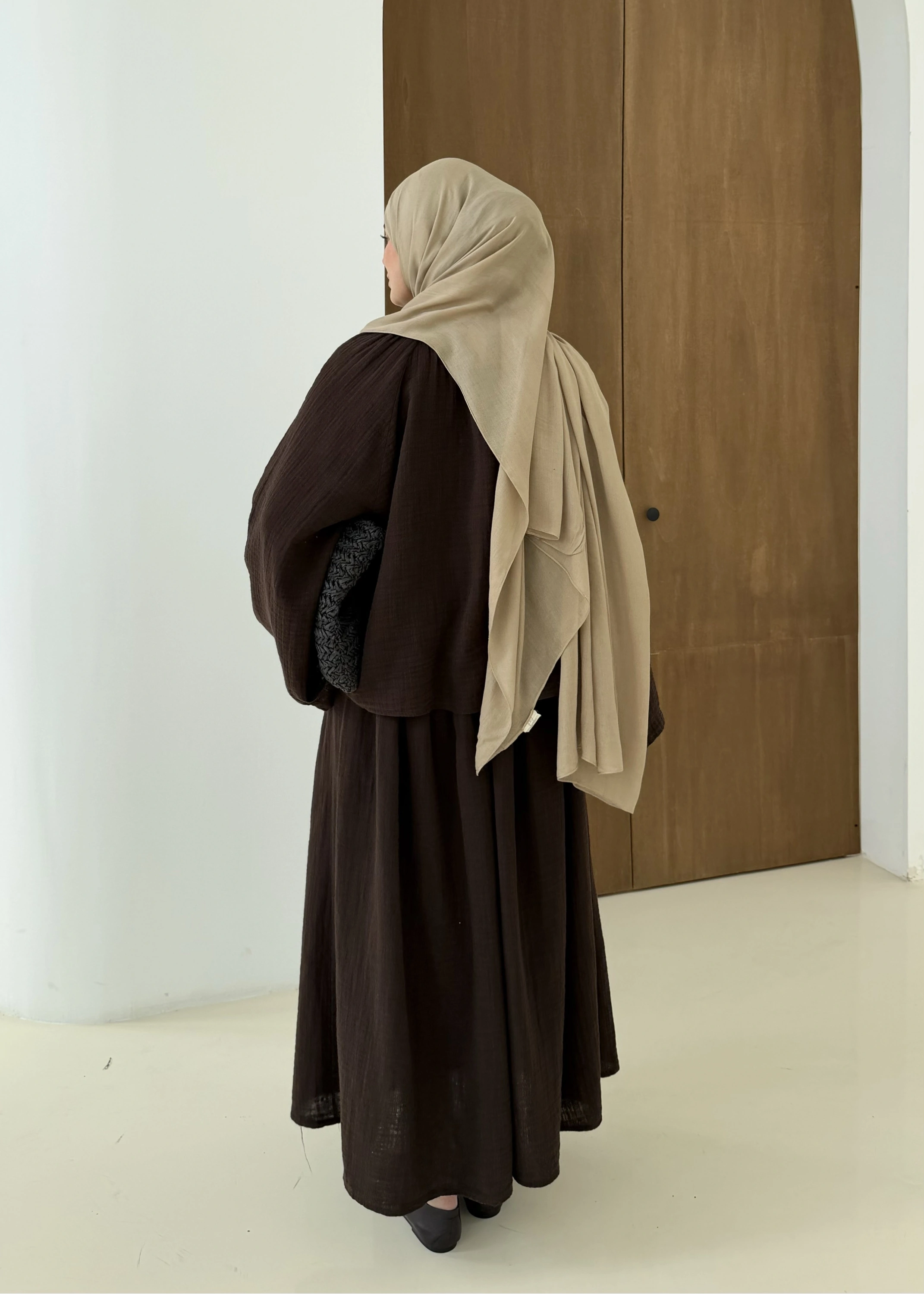 MÜSLİN İKİLİ TAKIM kahve