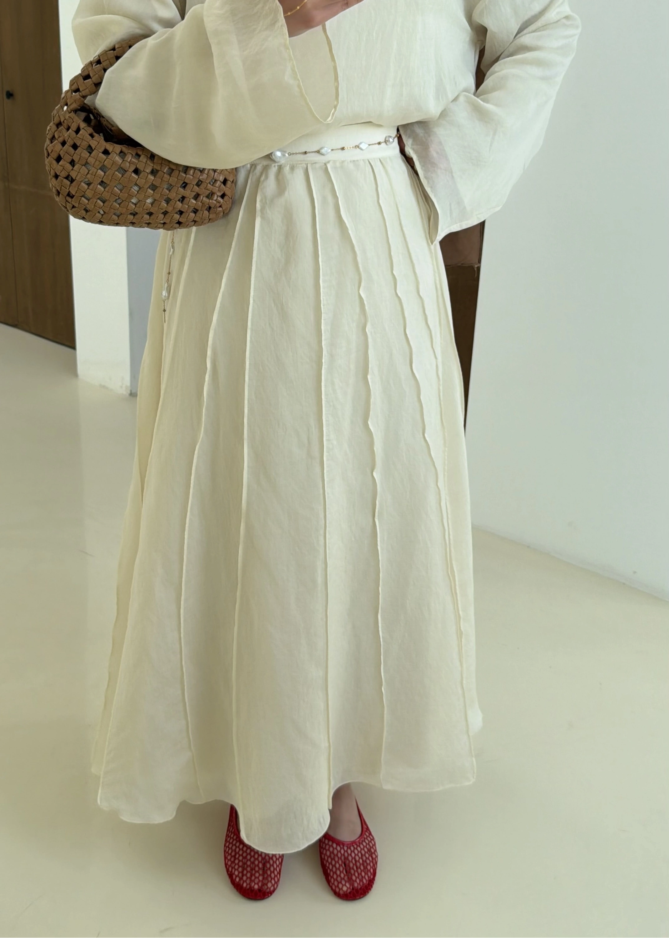 TERS DİKİŞ ETEKLİ TAKIM bej